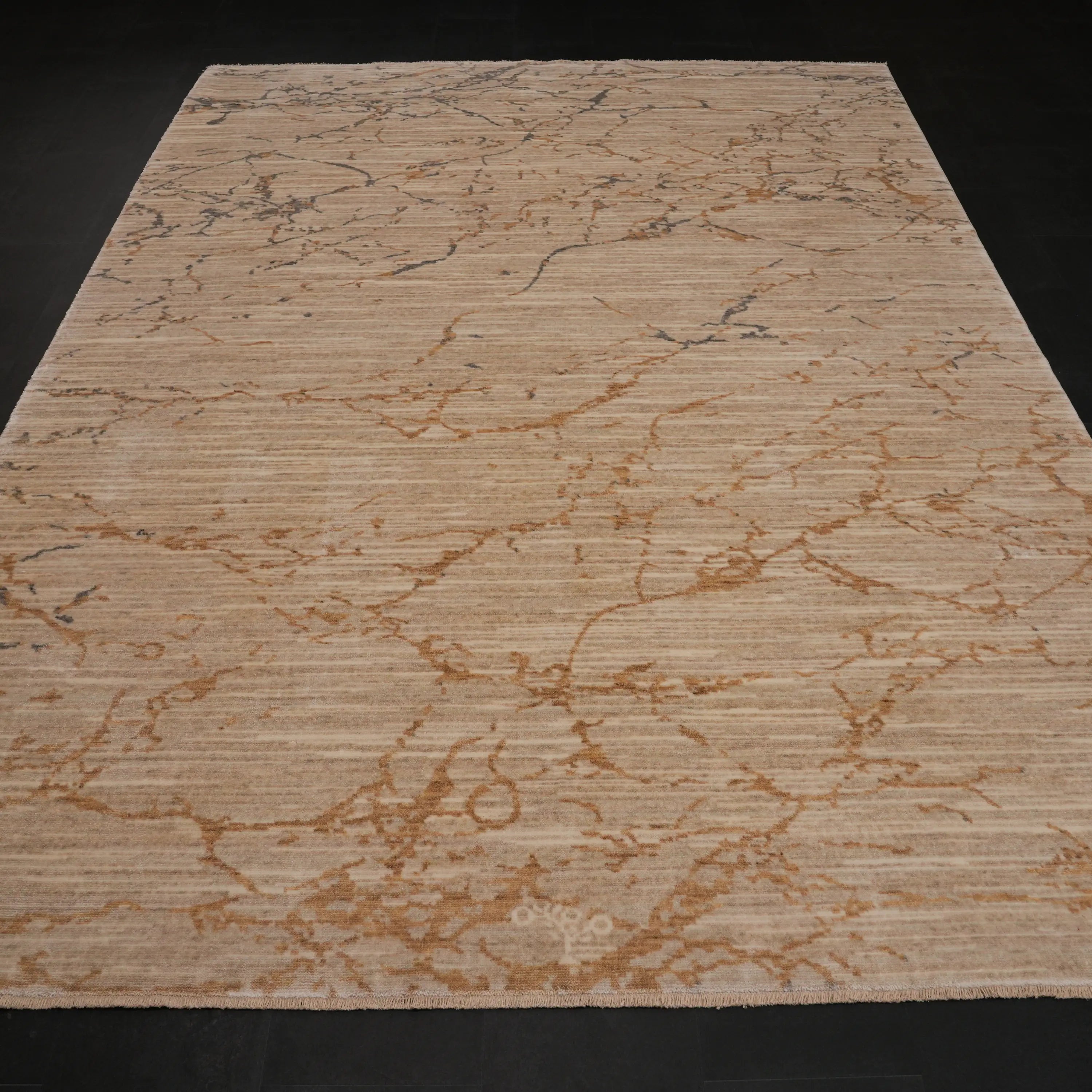 Zima Series Abstract Patterned Mink Loom-Woven Natural Rug