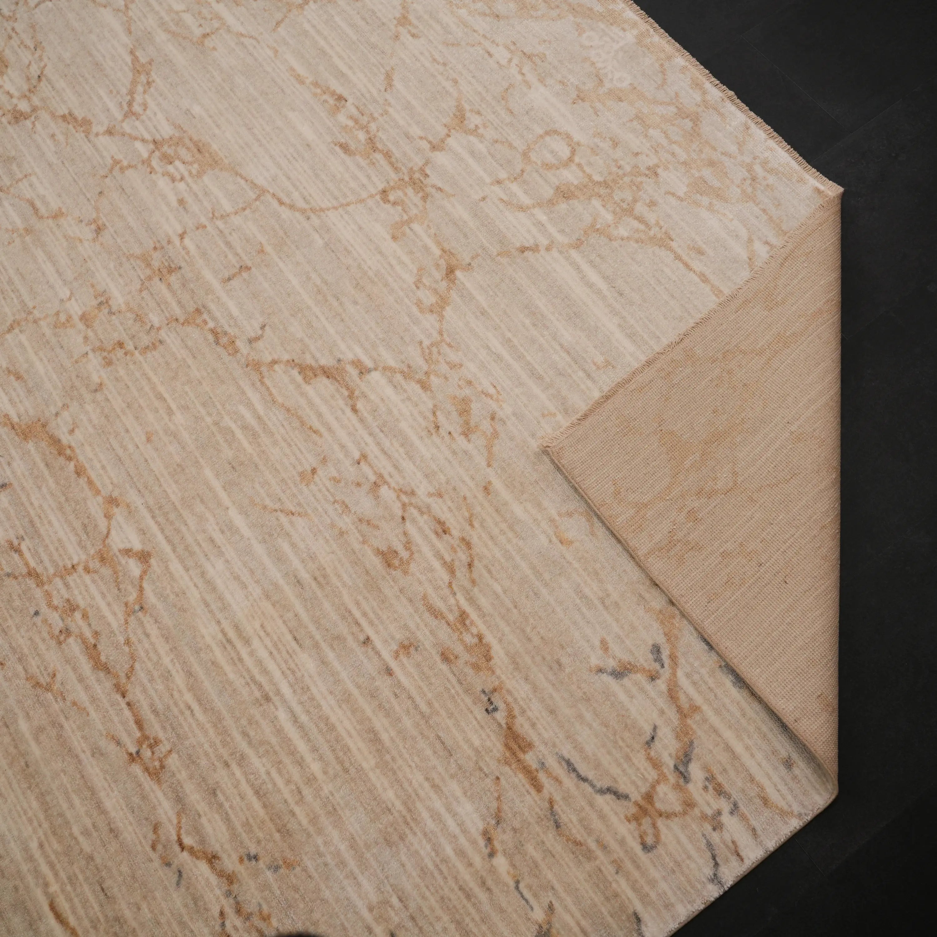 Zima Series Abstract Patterned Mink Loom-Woven Natural Rug