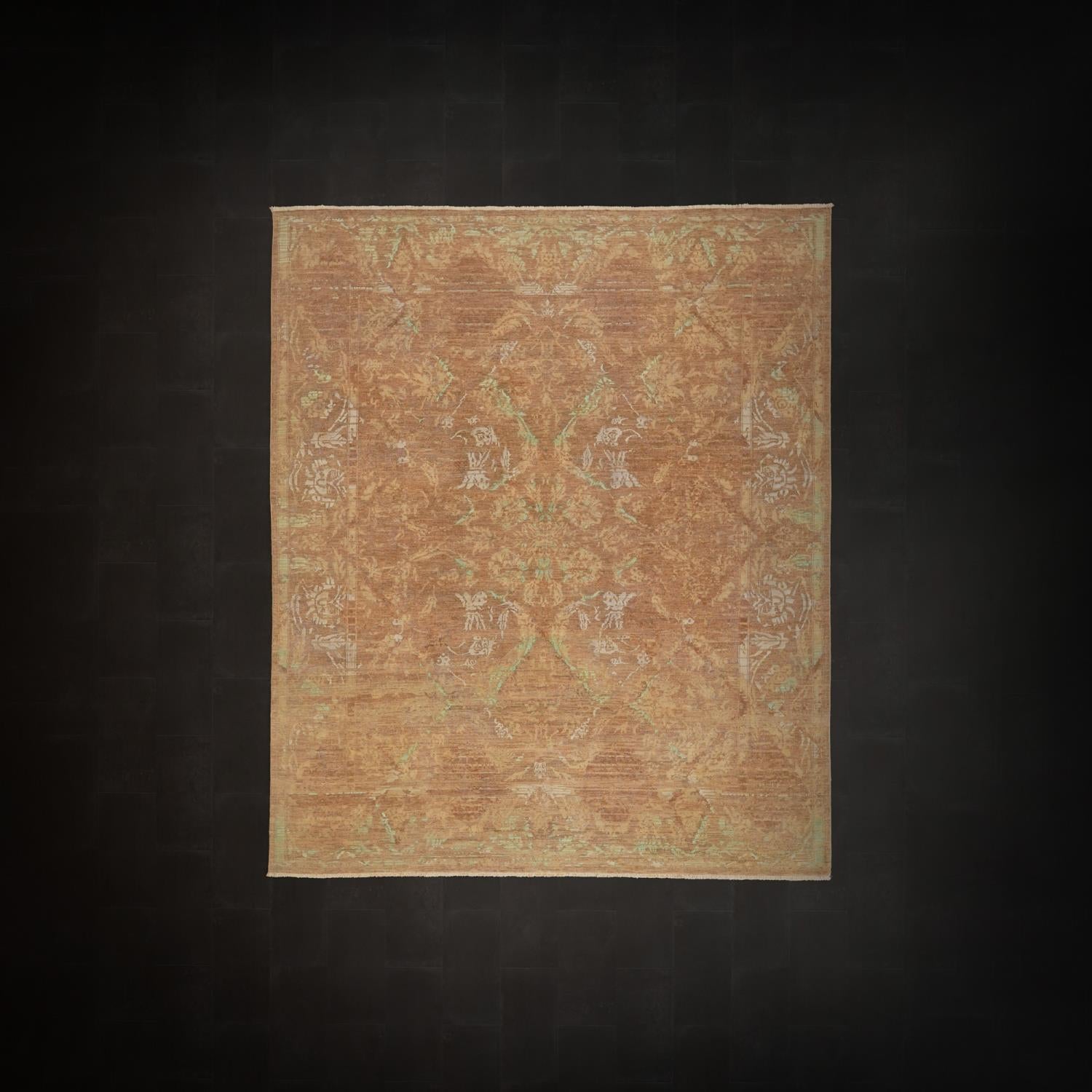 Ayan Series Handwoven Vintage-Patterned Brown Silk Rug