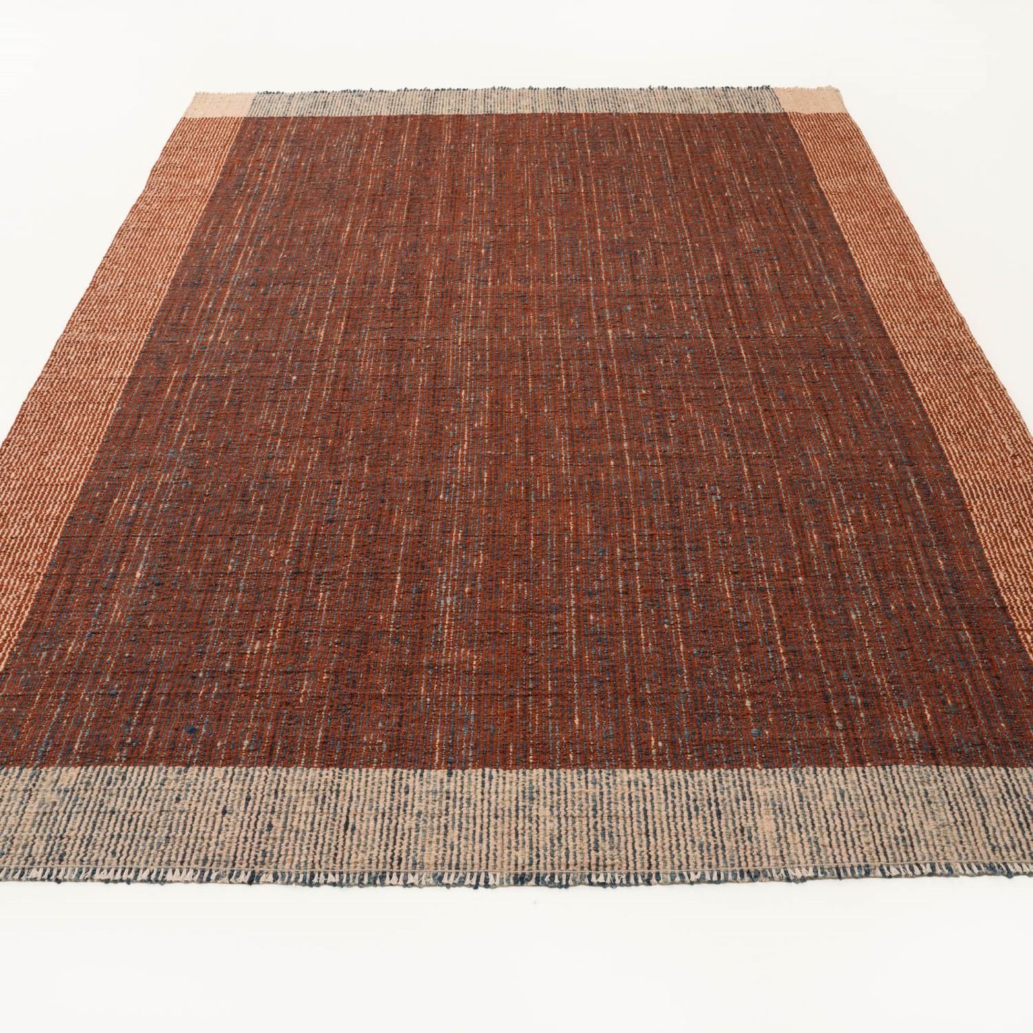 Bohem Serisi Çizgi Desenli Terra Yün Tezgah Dokuma Kilim