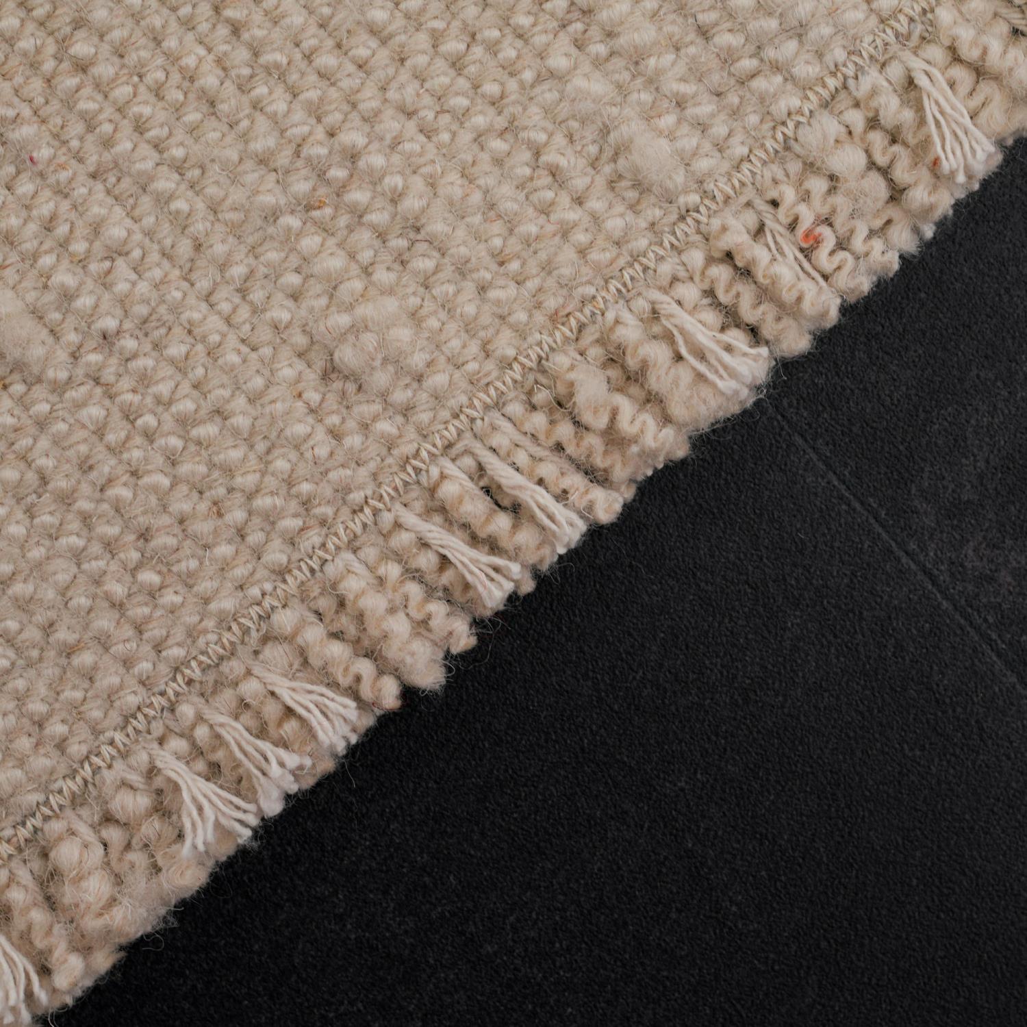 Bohem Serisi Krem Sade Desenli Yün Tezgah Dokuma Kilim