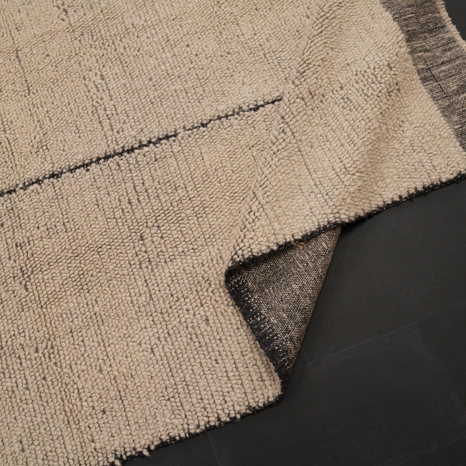 Bohemian Series Plain Pattern Cream Wool Handwoven Kilim