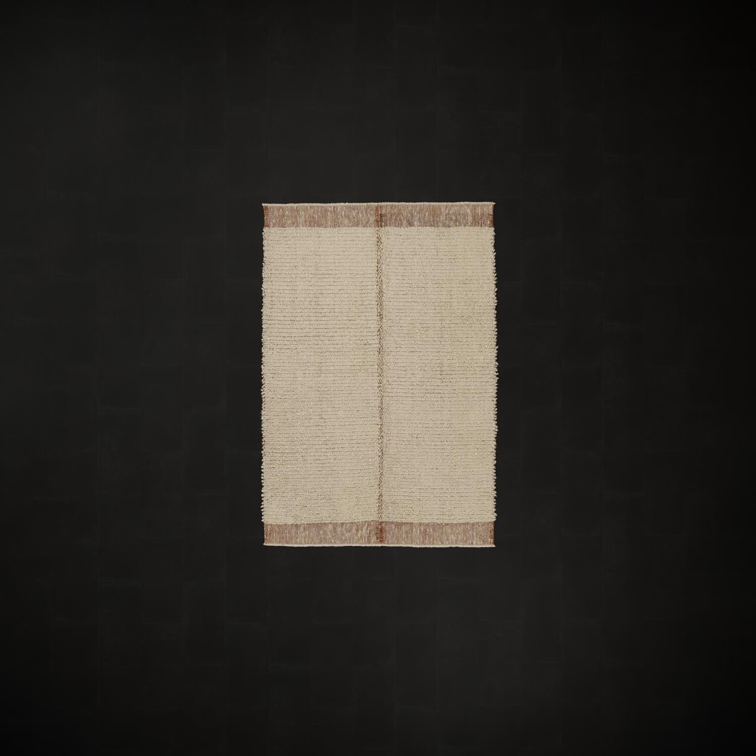 Bohem Serisi Sade Desenli Yün Krem Tezgah Dokuma Kilim