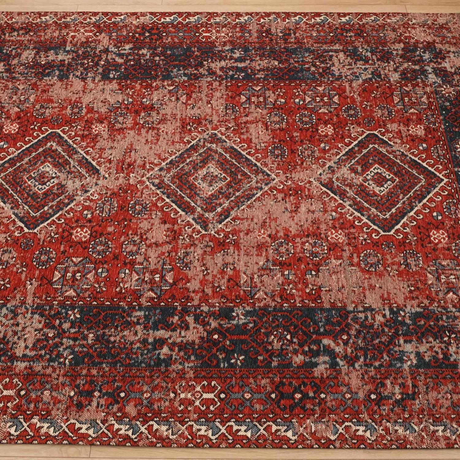 Amber Machine Woven Vintage Patterned Red Rug