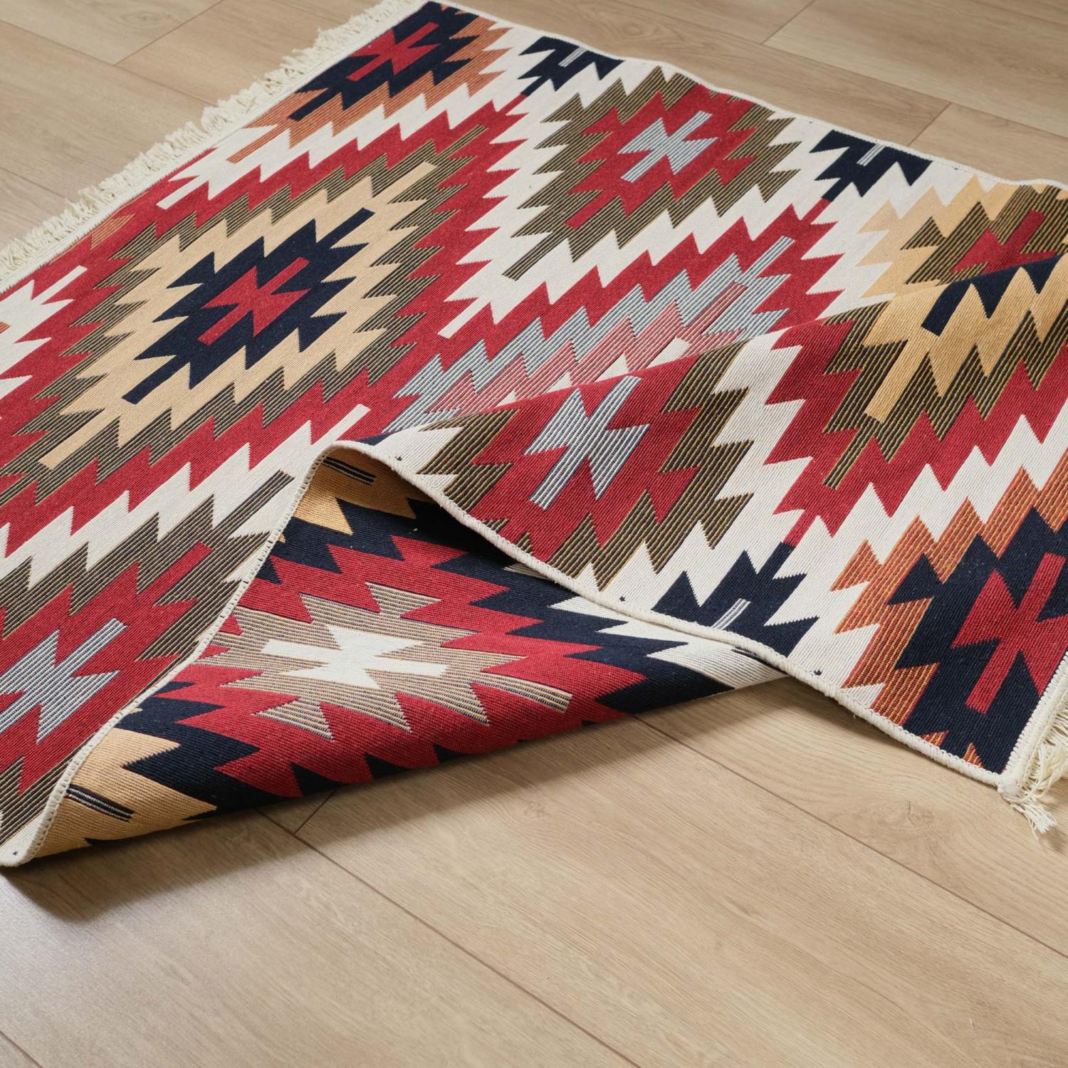 Amber Series Machine Woven Anatolian Patterned Colorful Cotton Rug