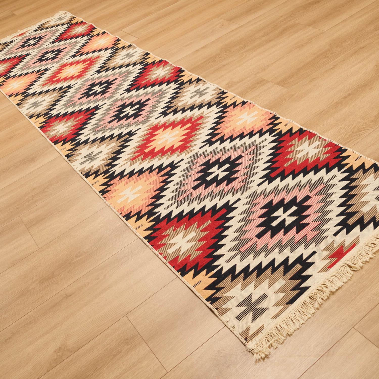 Amber Series Machine Woven Anatolian Patterned Colorful Cotton Rug