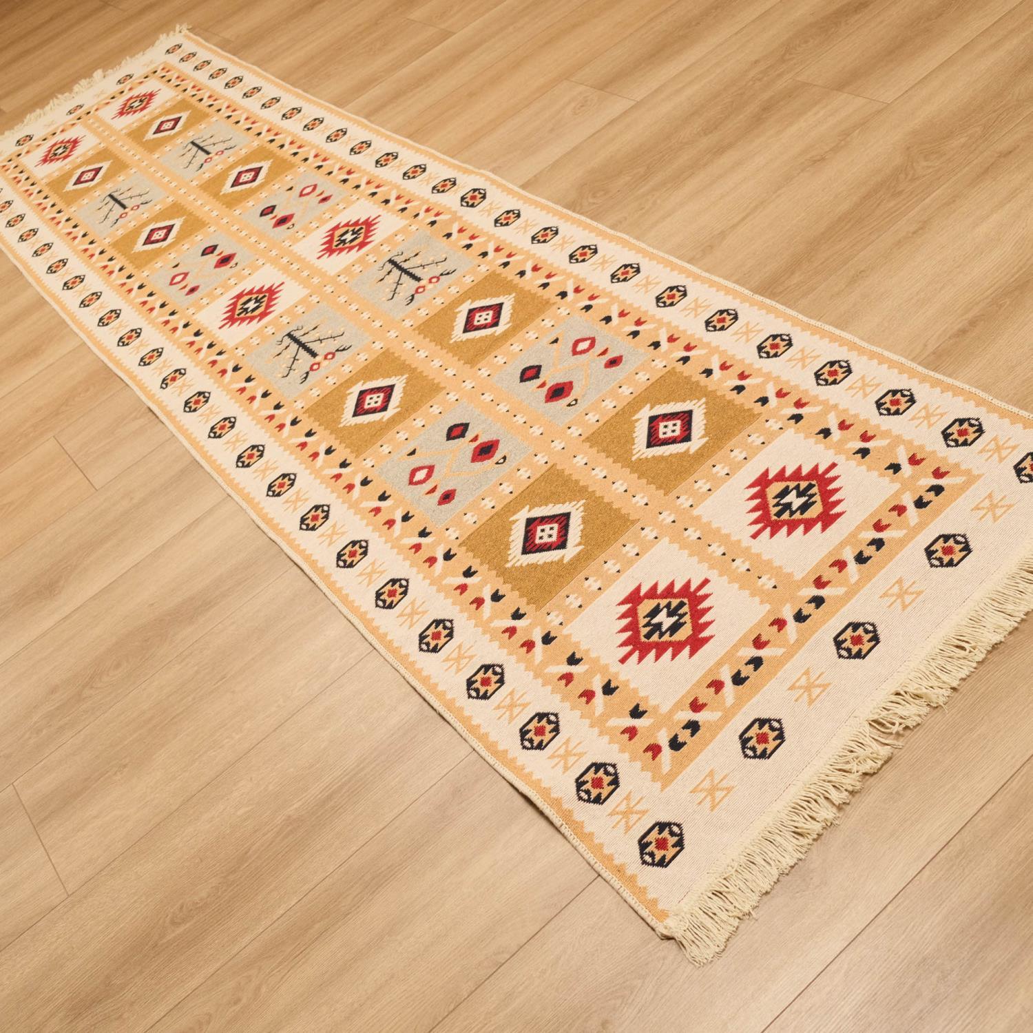 Kehribar Serisi Makine Dokuma Anadolu Desenli Kırmızı Kilim