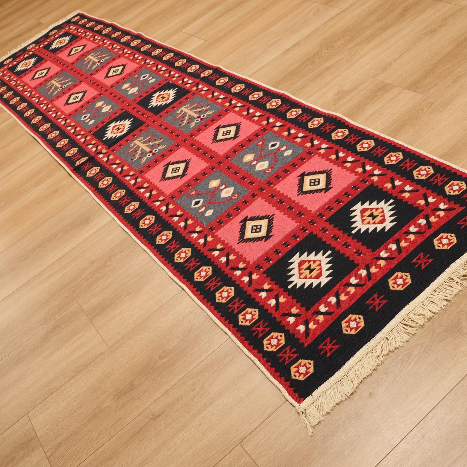 Kehribar Serisi Makine Dokuma Anadolu Desenli Kırmızı Kilim