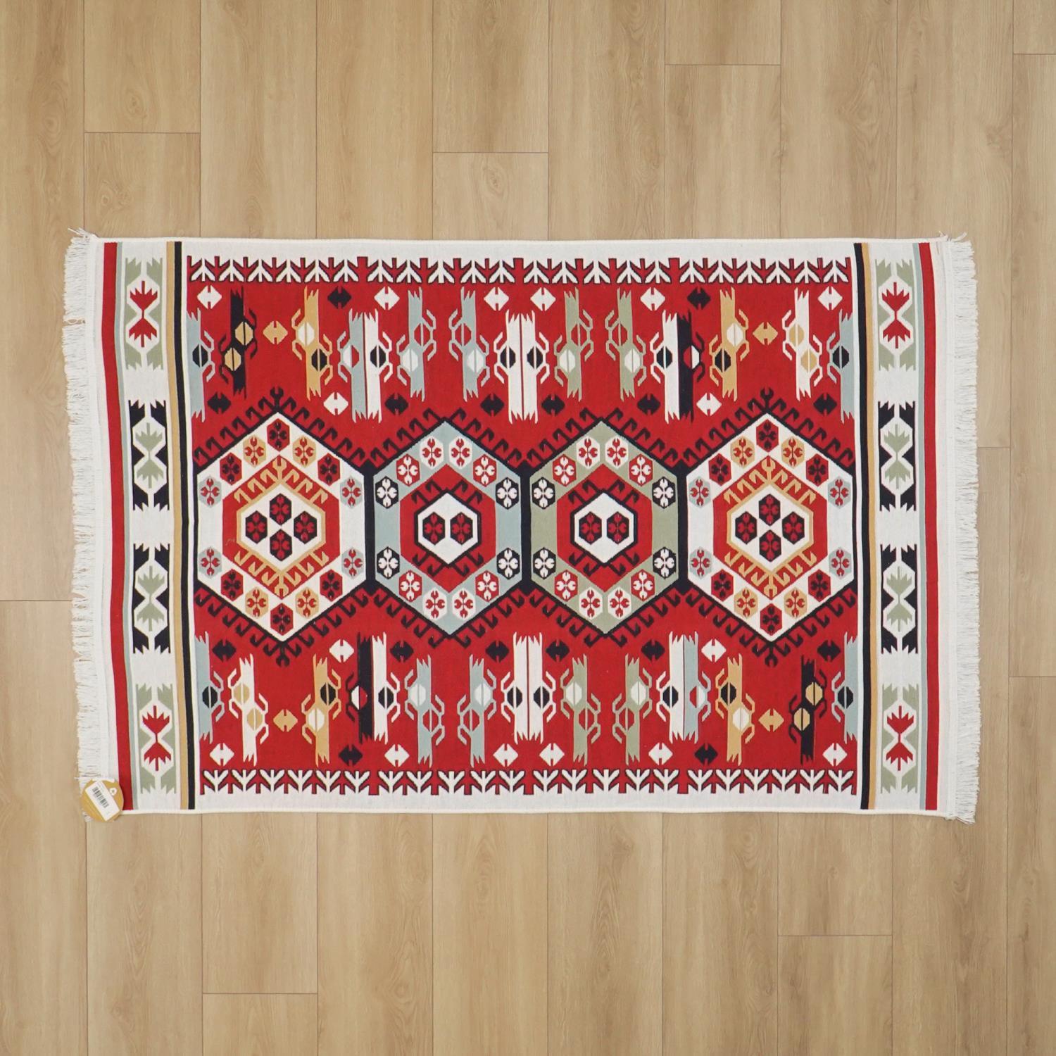 Kehribar Serisi Makine Dokuma Etnik Tasarımlı Rengarenk Kilim