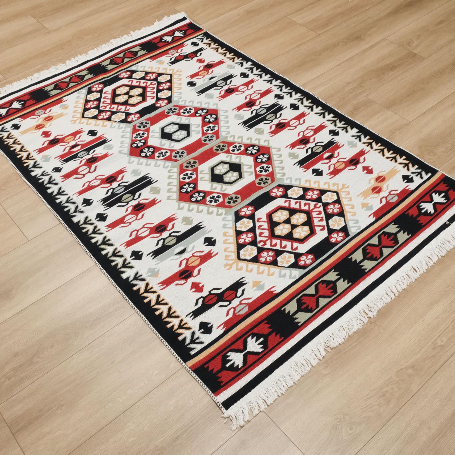 Kehribar Serisi Makine Dokuma Etnik Tasarımlı Rengarenk Kilim