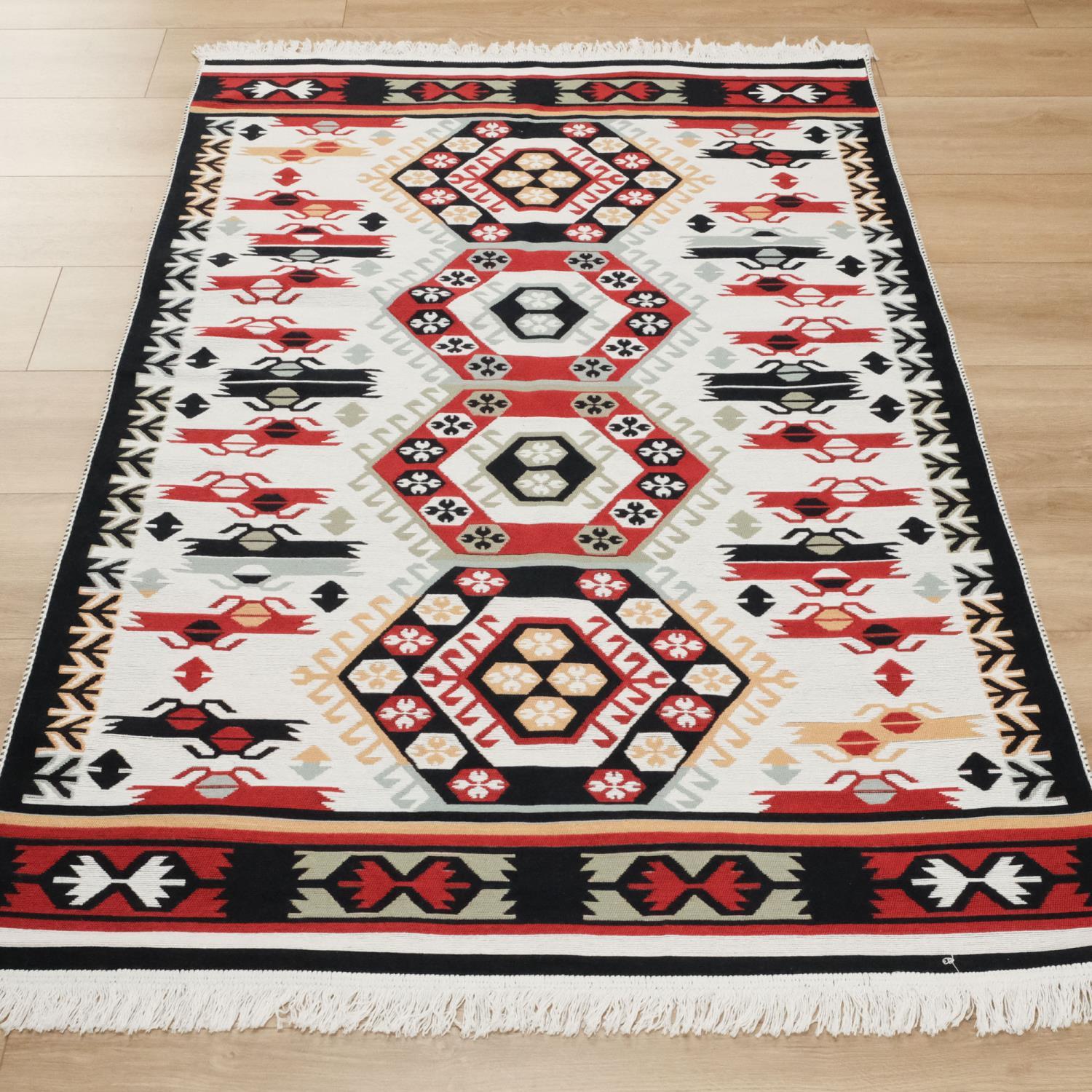 Kehribar Serisi Makine Dokuma Etnik Tasarımlı Rengarenk Kilim