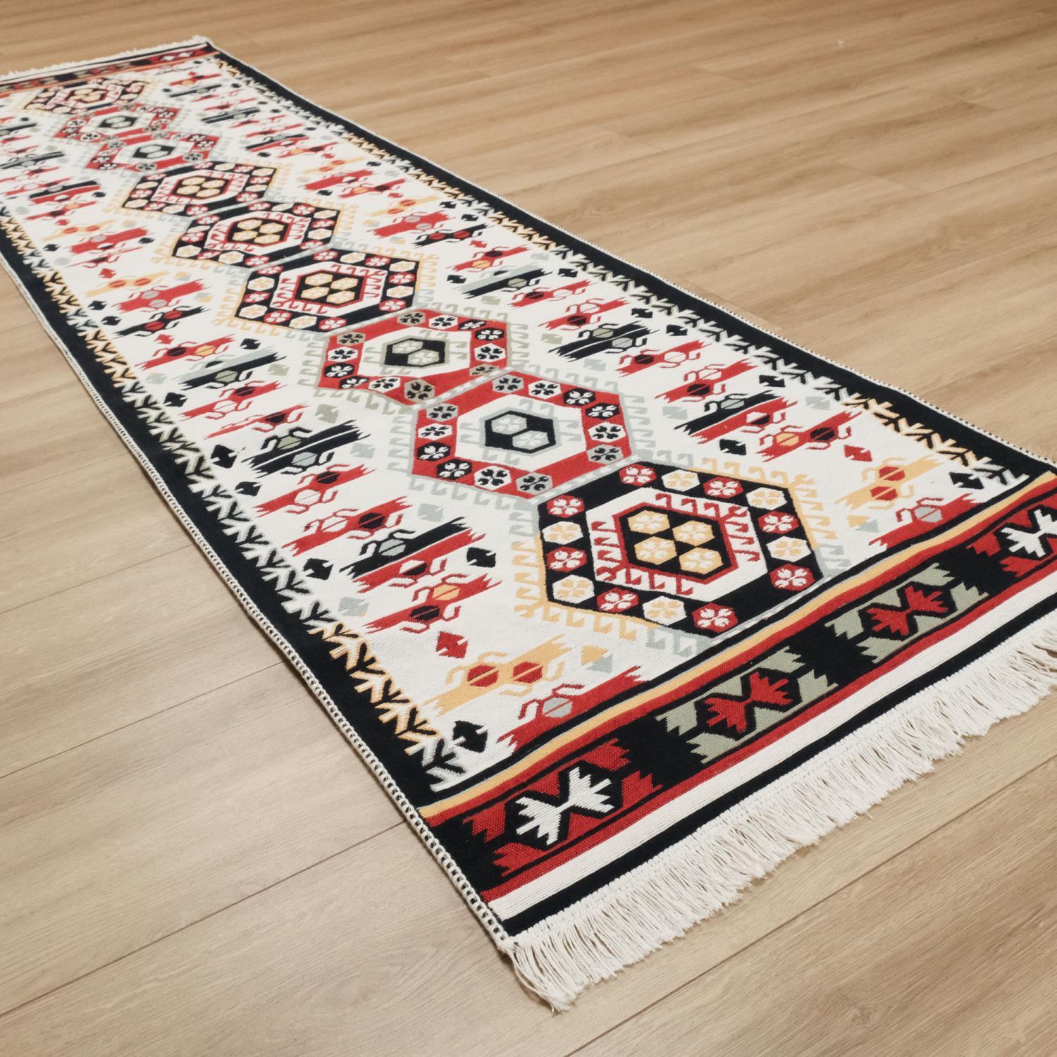 Kehribar Serisi Makine Dokuma Etnik Tasarımlı Rengarenk Kilim