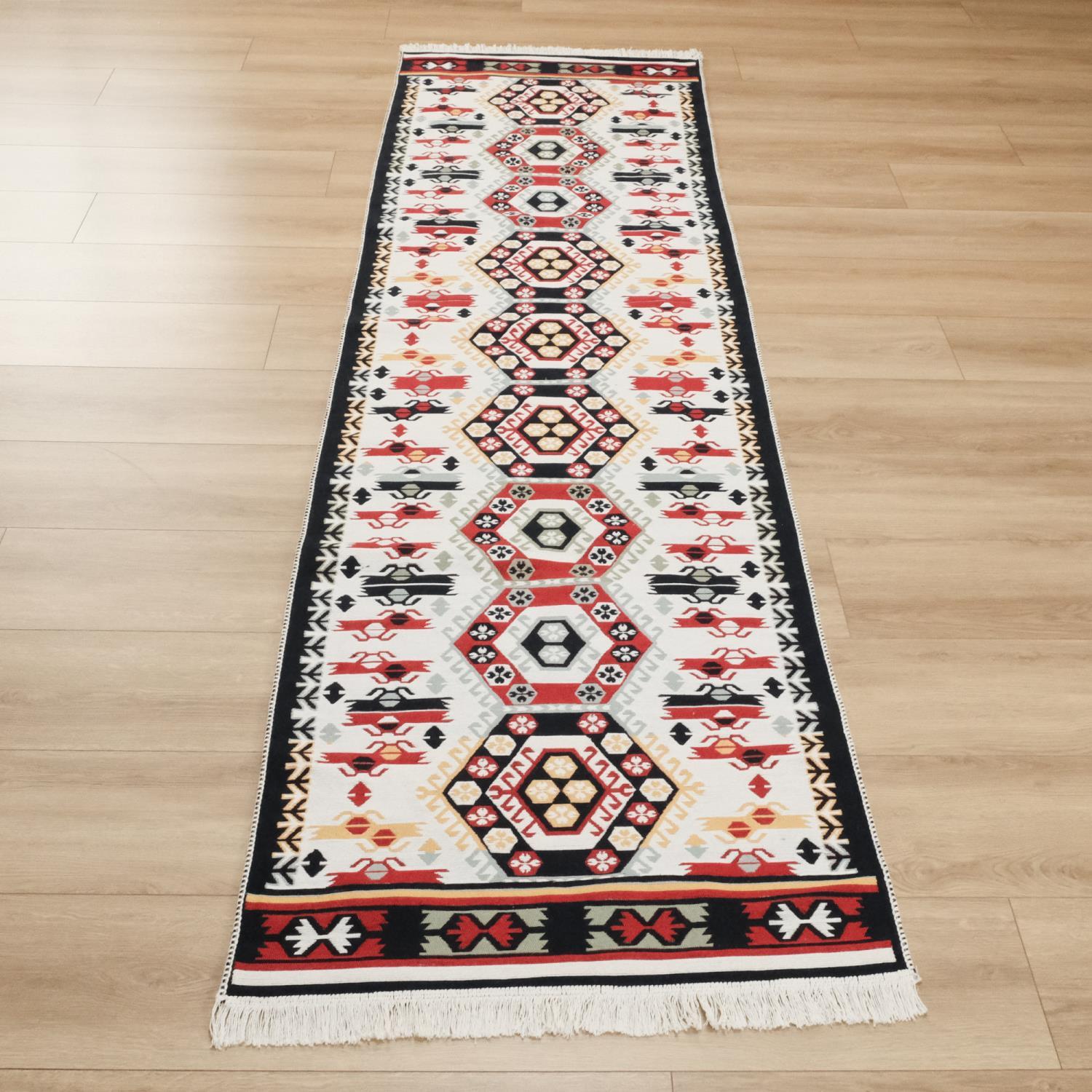 Kehribar Serisi Makine Dokuma Etnik Tasarımlı Rengarenk Kilim