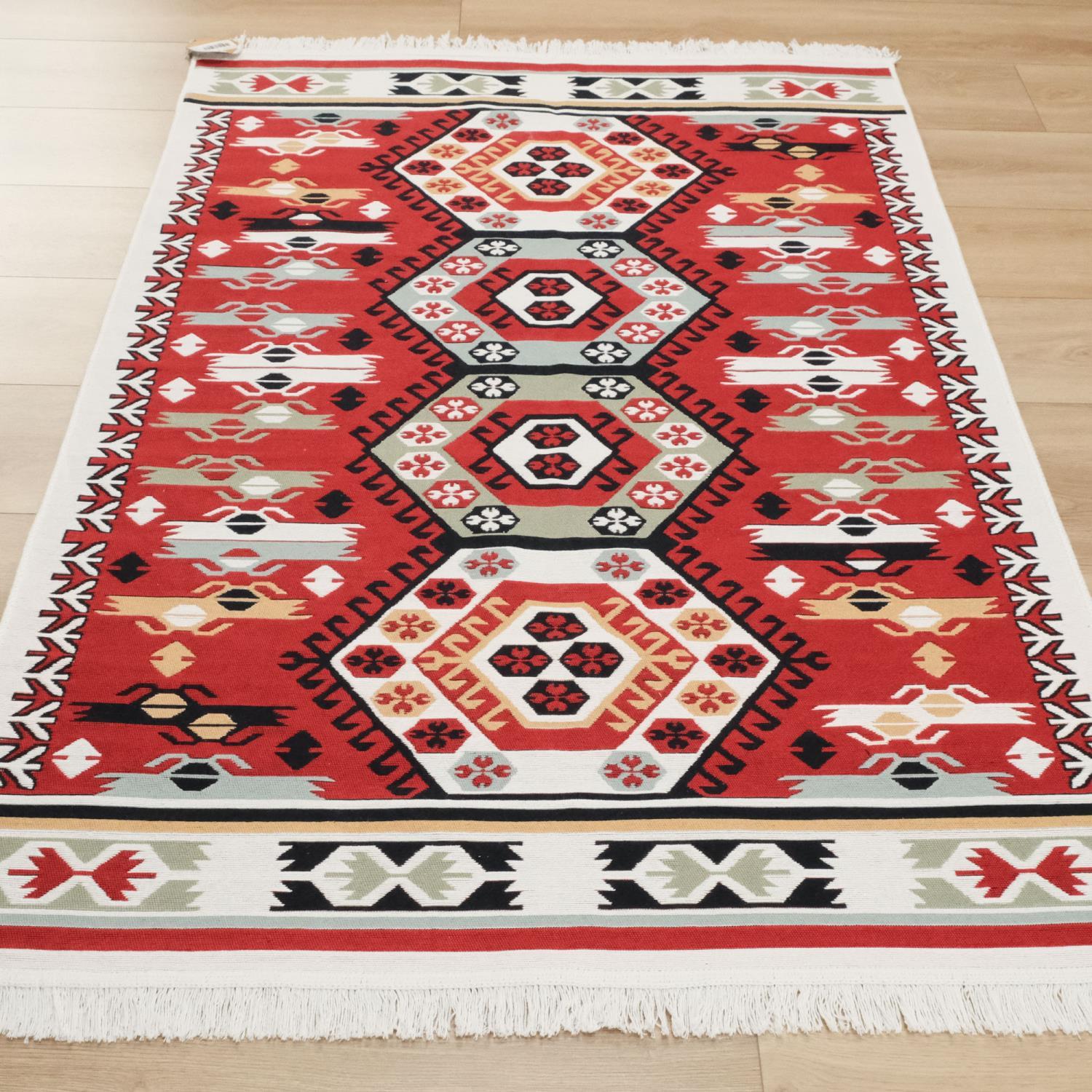 Kehribar Serisi Makine Dokuma Etnik Tasarımlı Rengarenk Kilim