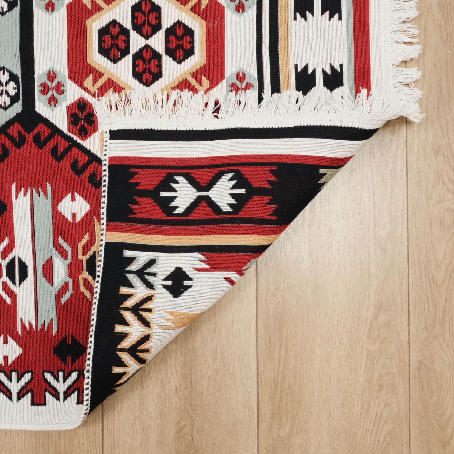 Kehribar Serisi Makine Dokuma Etnik Tasarımlı Rengarenk Kilim