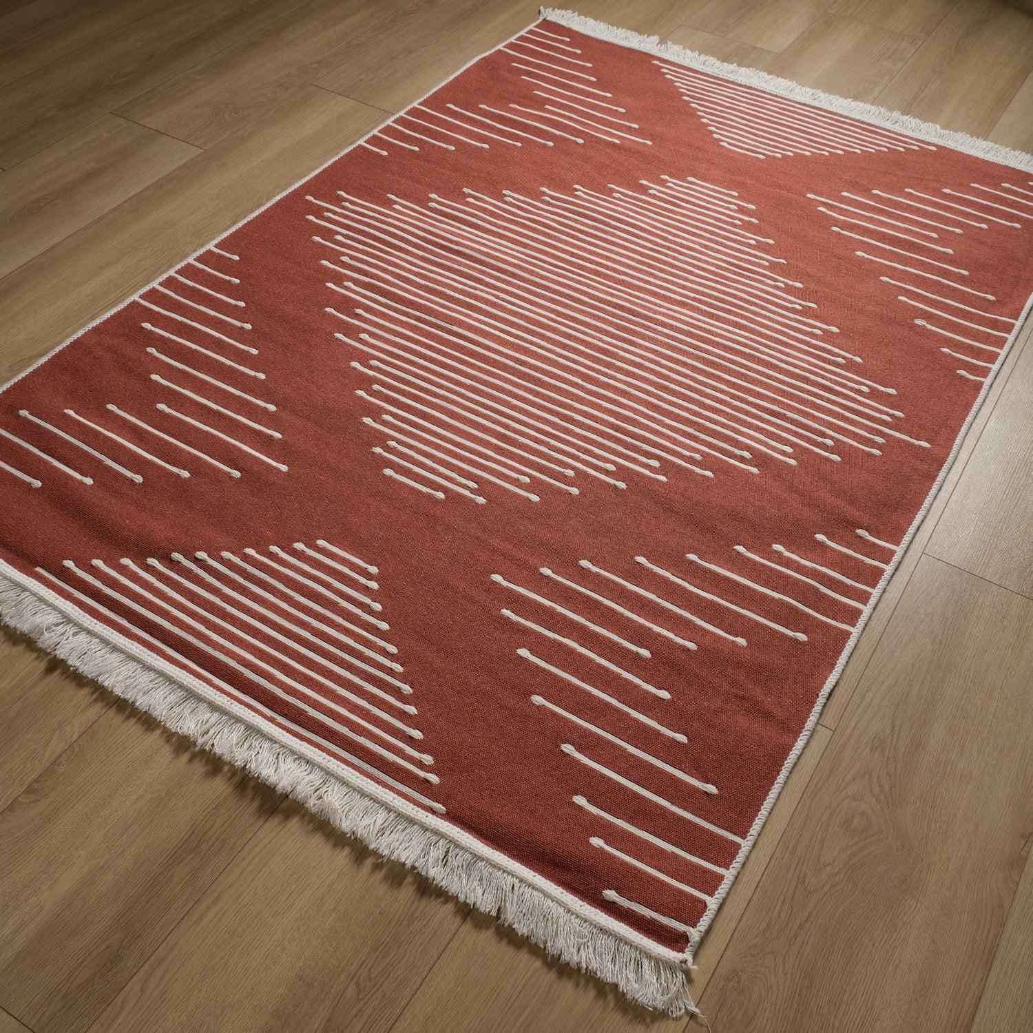 Kehribar Serisi Makine Dokuma Geometrik Desenli Terra Kilim