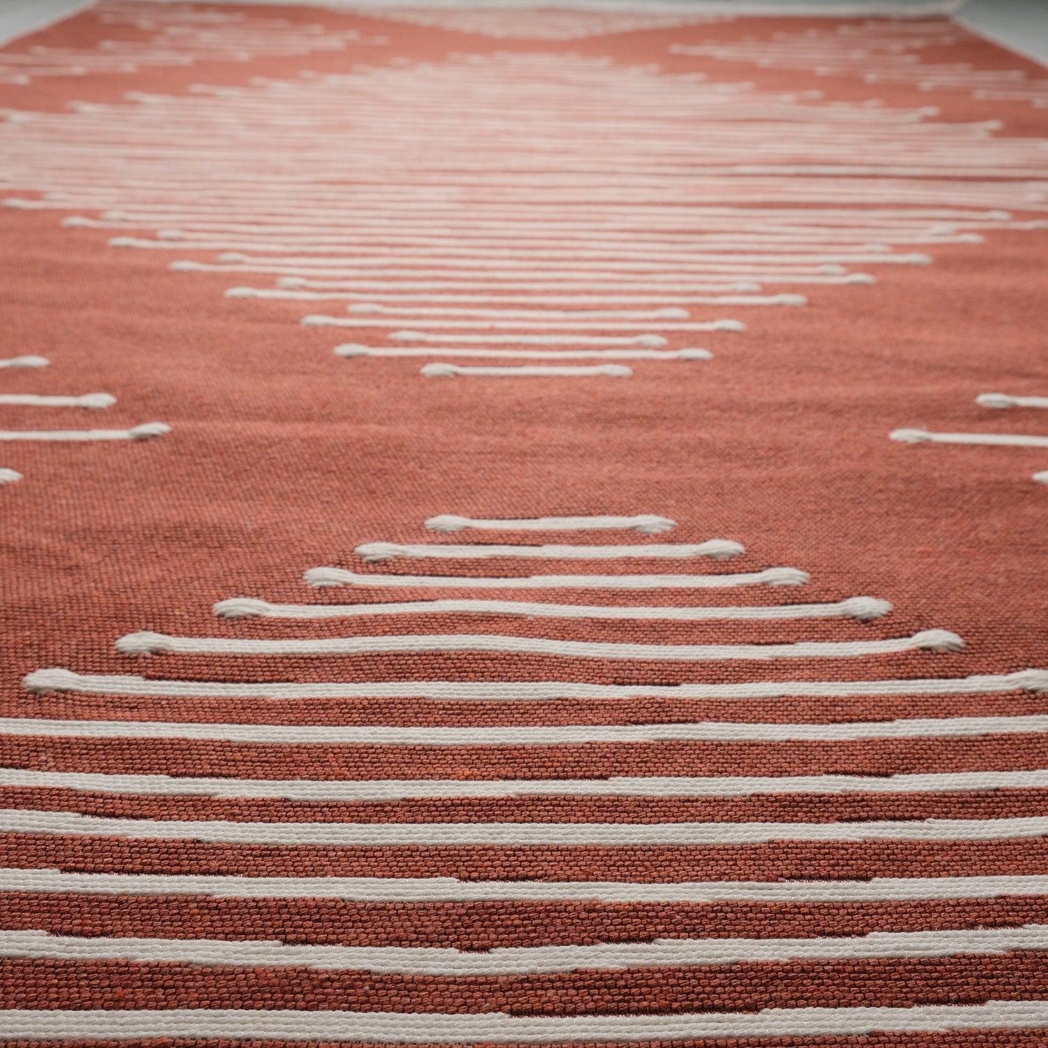 Kehribar Serisi Makine Dokuma Geometrik Desenli Terra Kilim