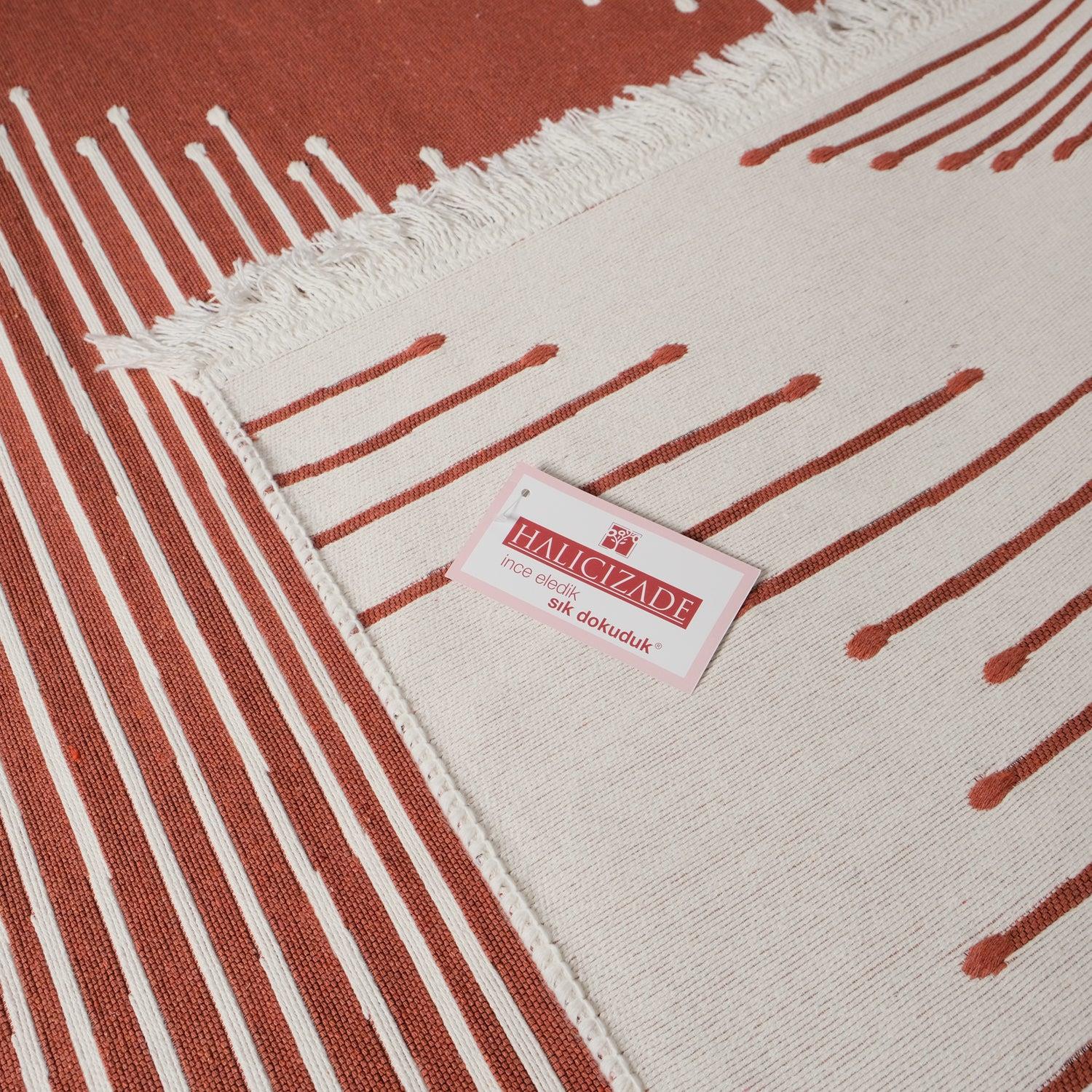 Kehribar Serisi Makine Dokuma Geometrik Desenli Terra Kilim