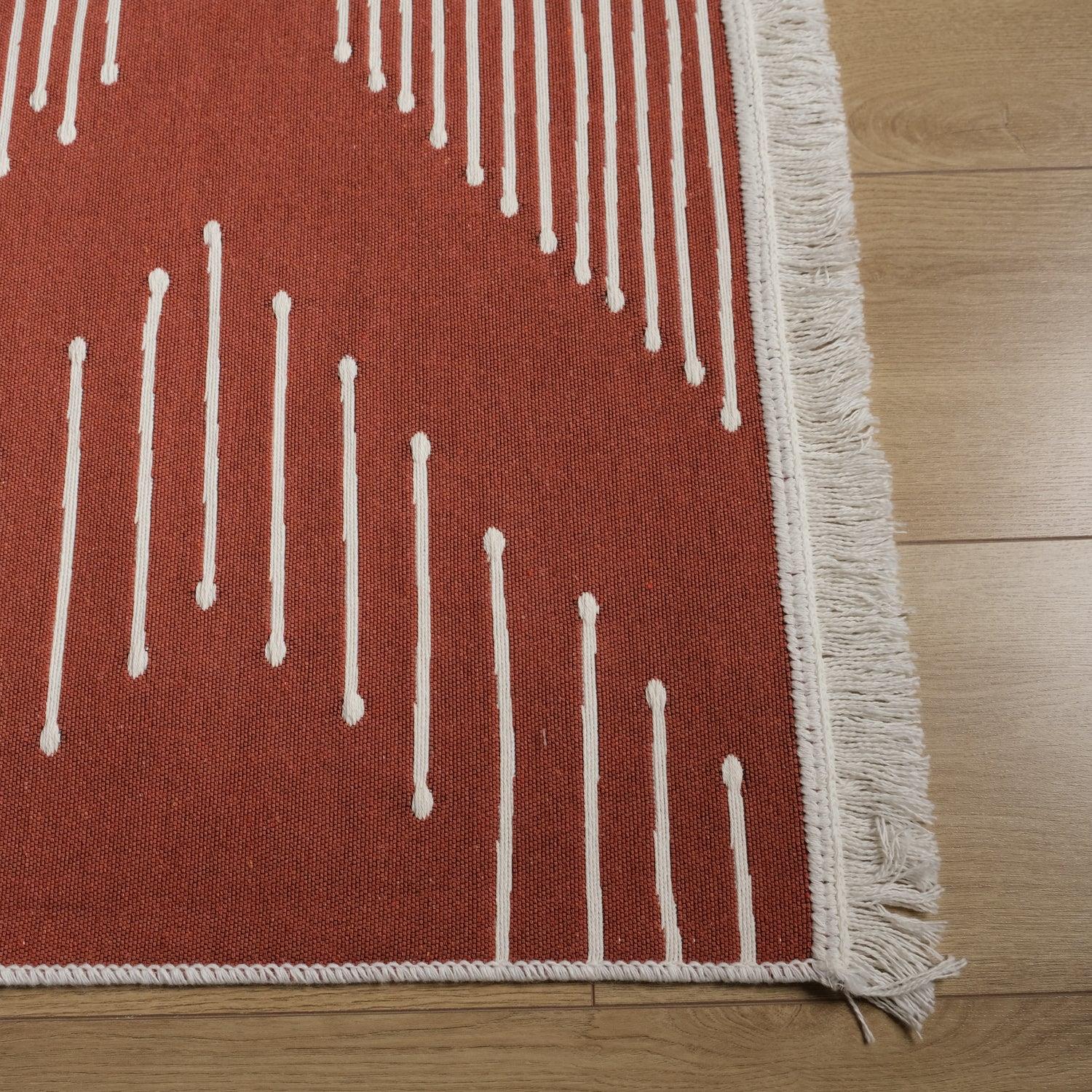 Kehribar Serisi Makine Dokuma Geometrik Desenli Terra Kilim