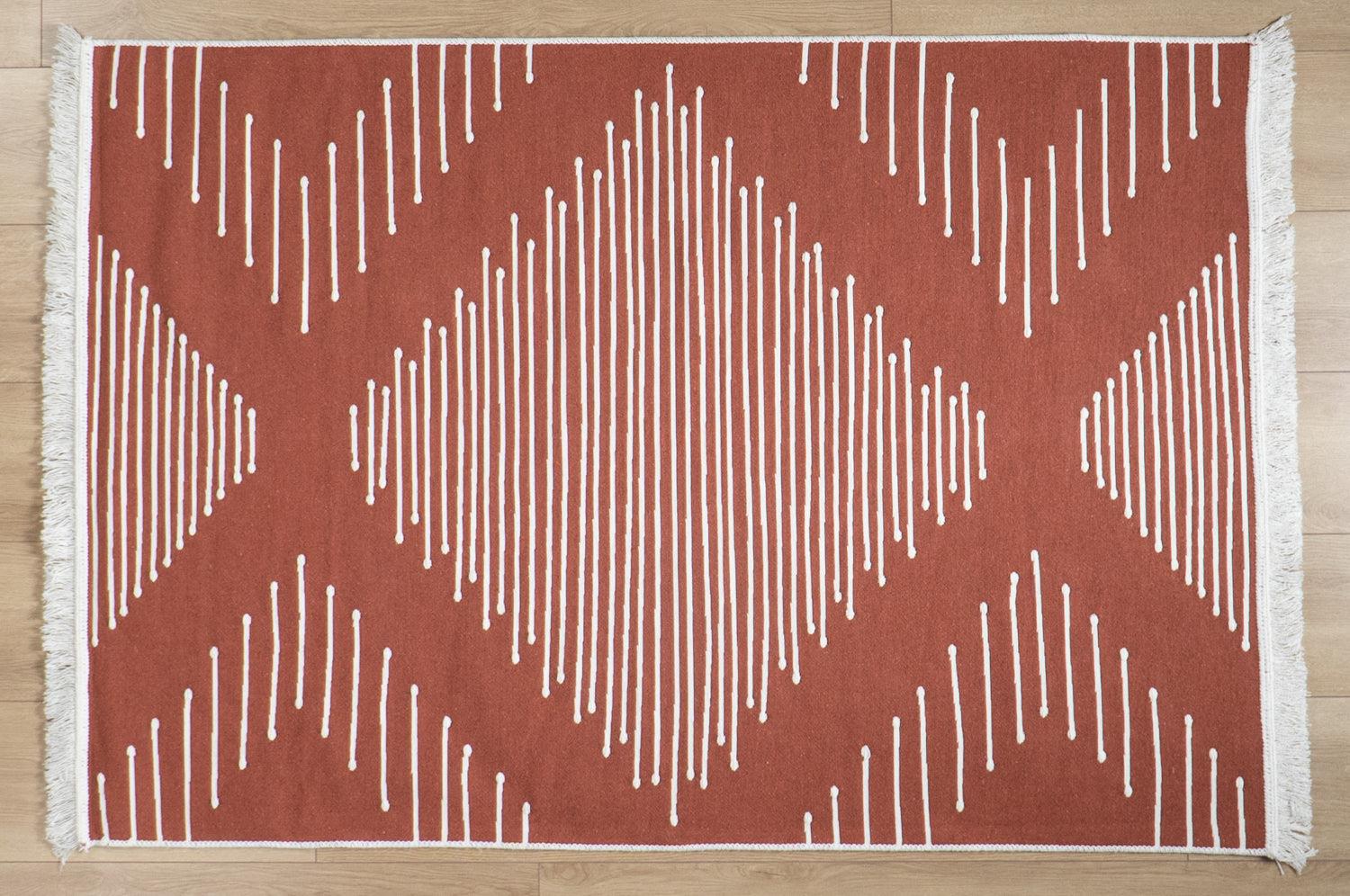 Kehribar Serisi Makine Dokuma Geometrik Desenli Terra Kilim