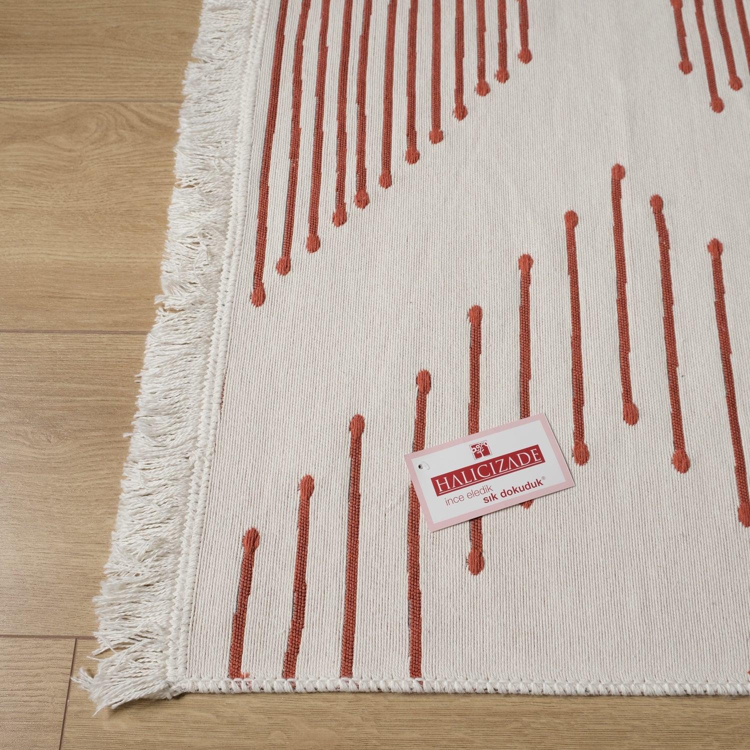 Kehribar Serisi Makine Dokuma Geometrik Desenli Terra Kilim