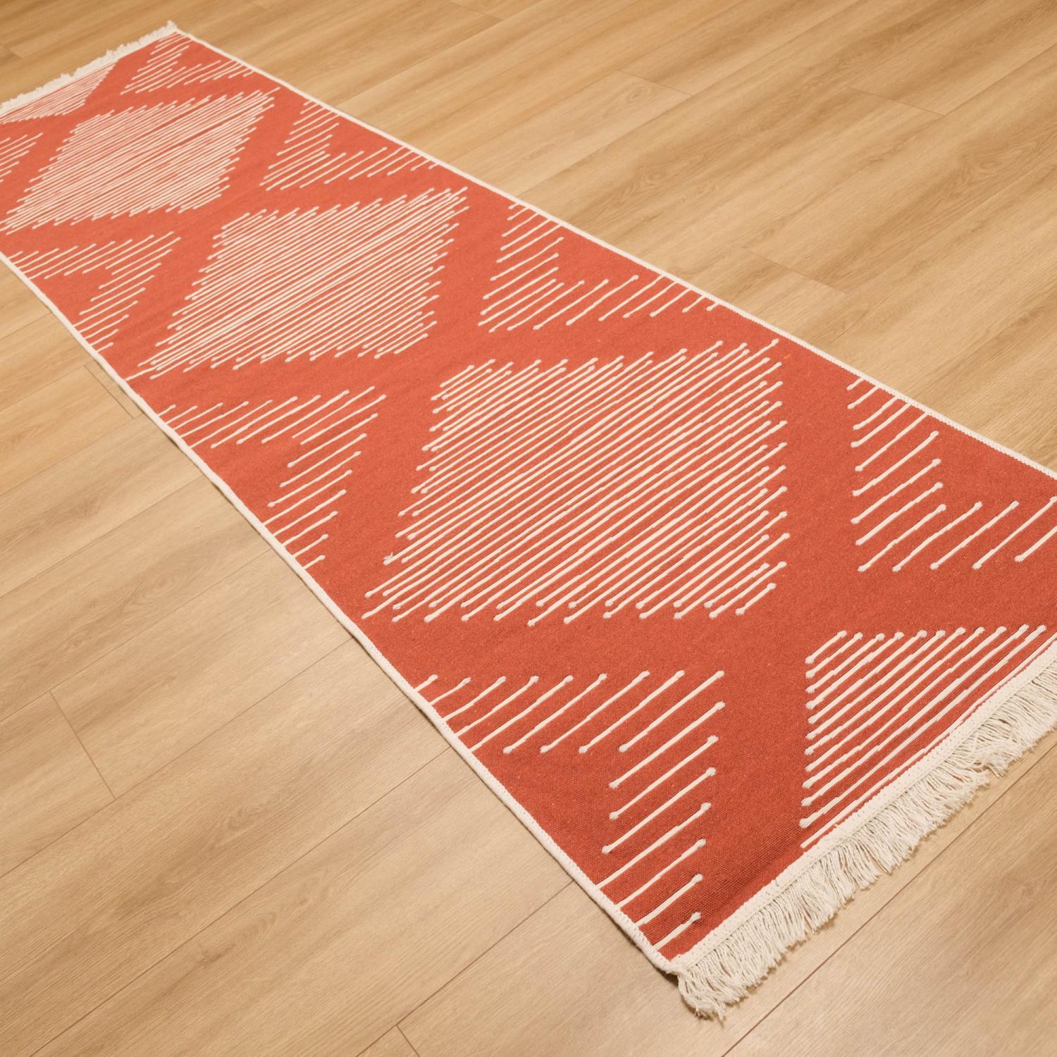 Kehribar Serisi Makine Dokuma Geometrik Desenli Terra Kilim