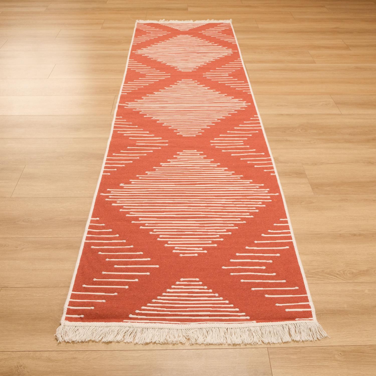 Kehribar Serisi Makine Dokuma Geometrik Desenli Terra Kilim