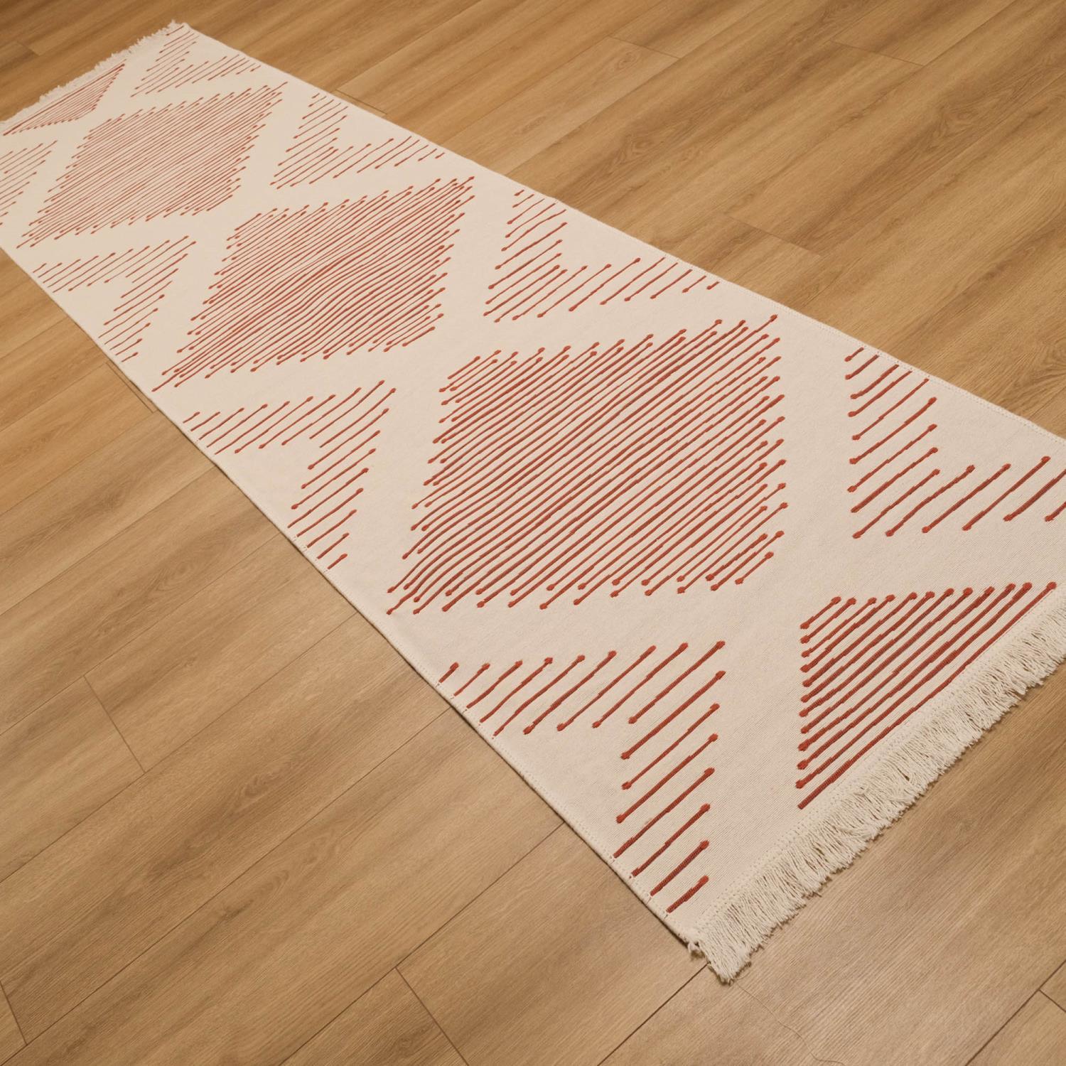 Kehribar Serisi Makine Dokuma Geometrik Desenli Terra Kilim