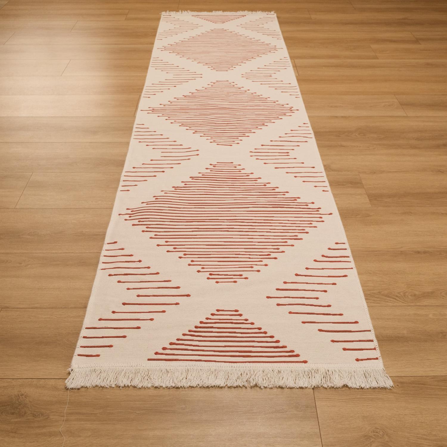 Kehribar Serisi Makine Dokuma Geometrik Desenli Terra Kilim