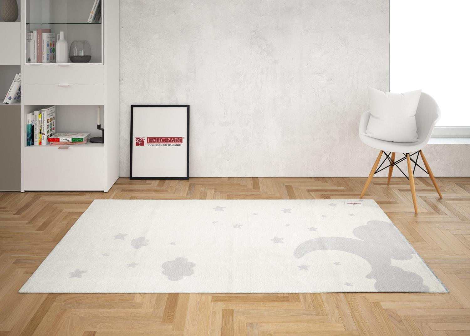 Eco Carpet Mia Cotton Abstract Patterned Baby / Kids Room Machine Woven Carpet