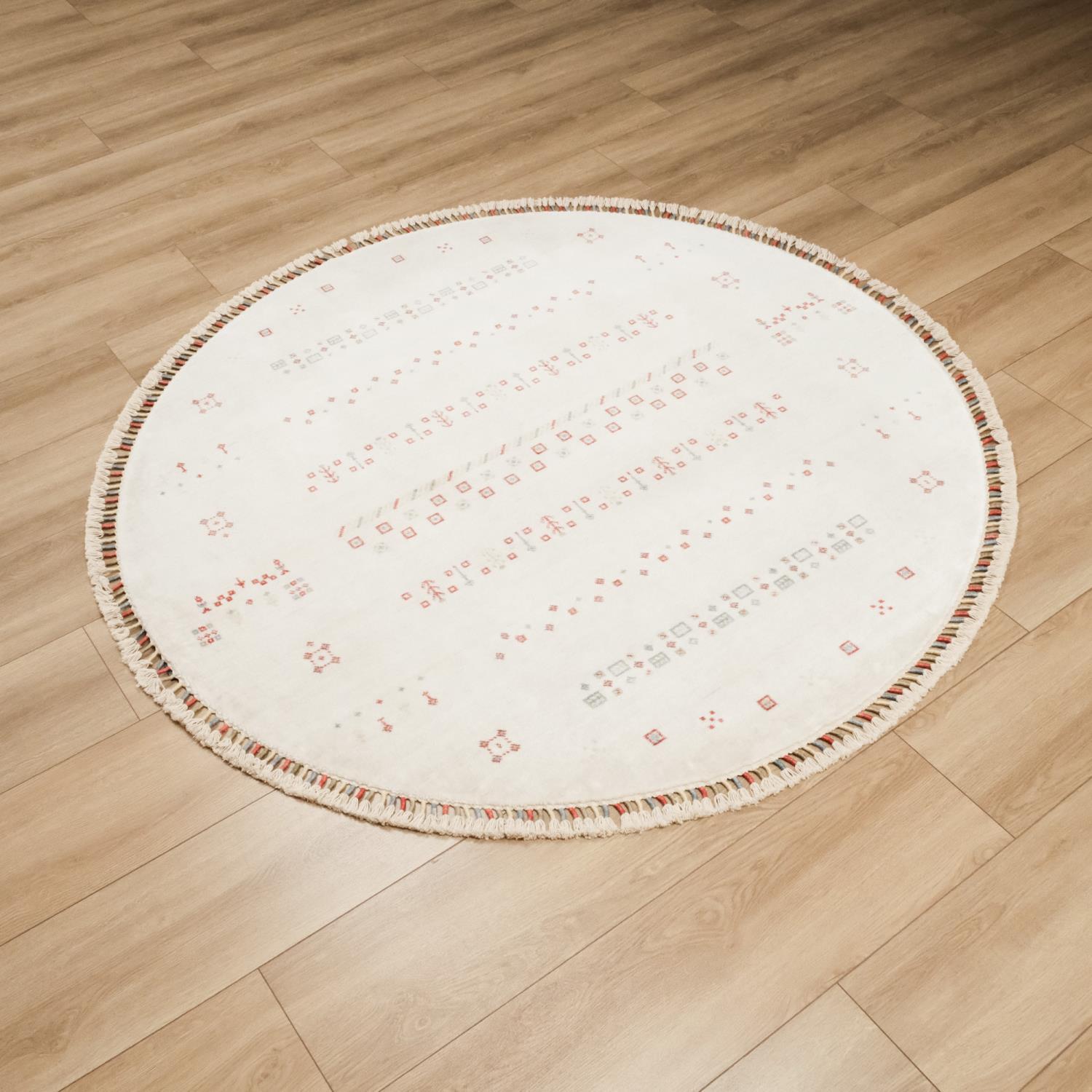 Zara Serisi Anadolu Desenli Yuvarlak Krem Halı