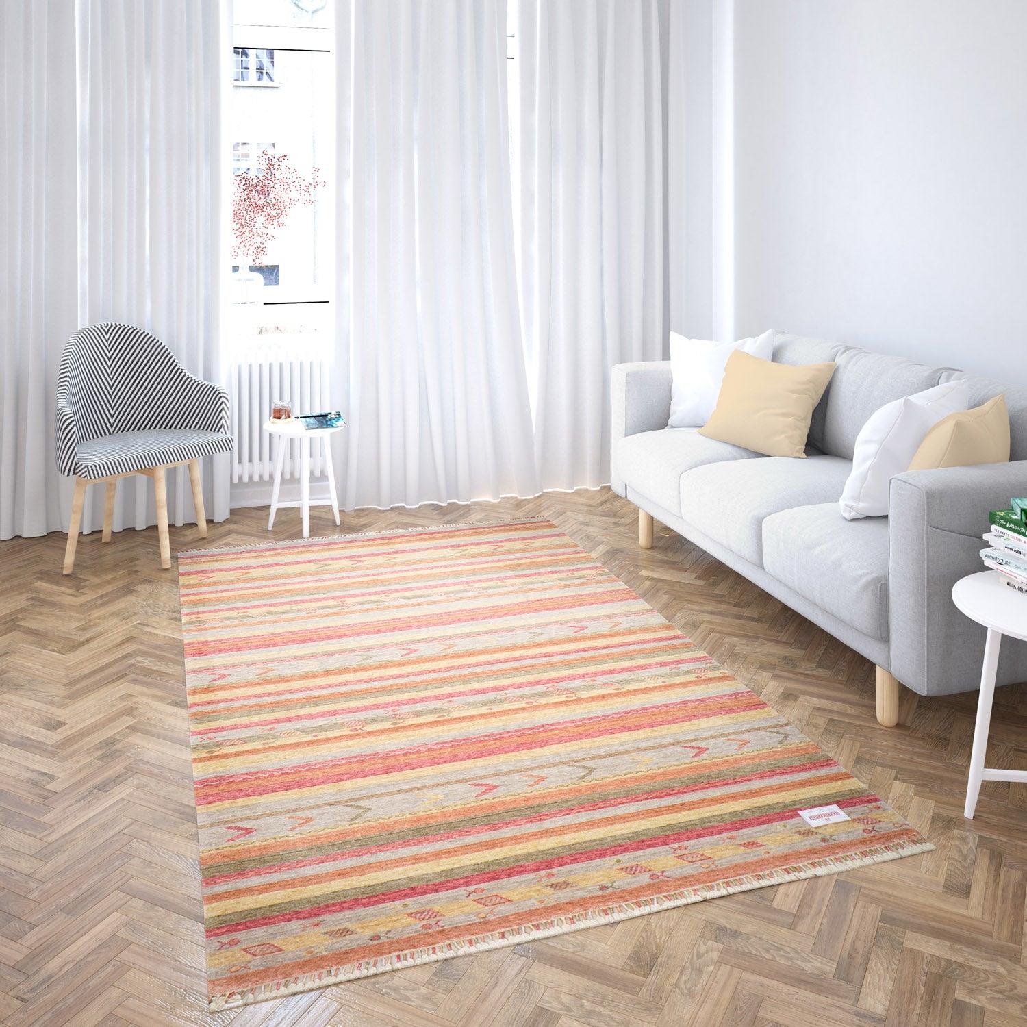 Zara Series Line Patterned Machine Woven Carpet