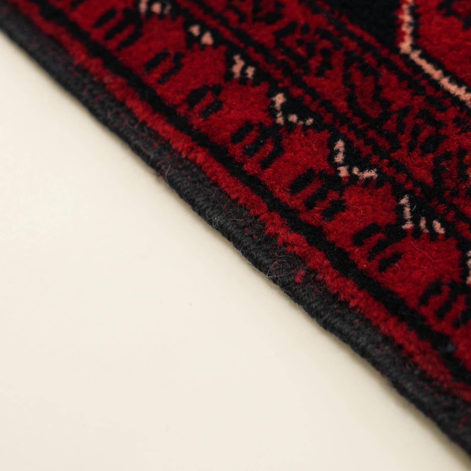 El Dokuma Afgan Desenli Yün Bordo Etnik Bilicik Halı