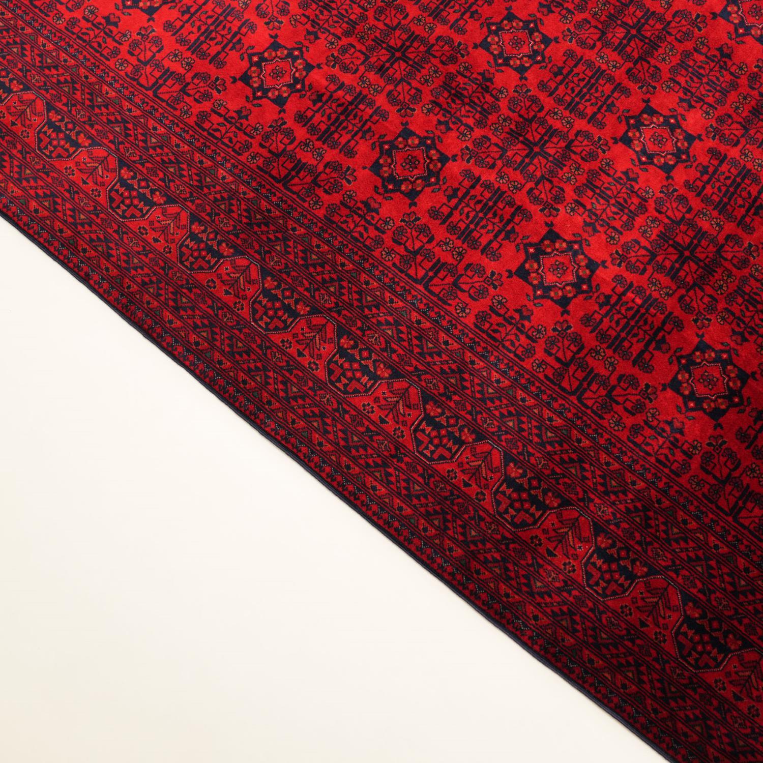 Handwoven Burgundy Afghan-Patterned Ethnic Wool Bilicik Rug