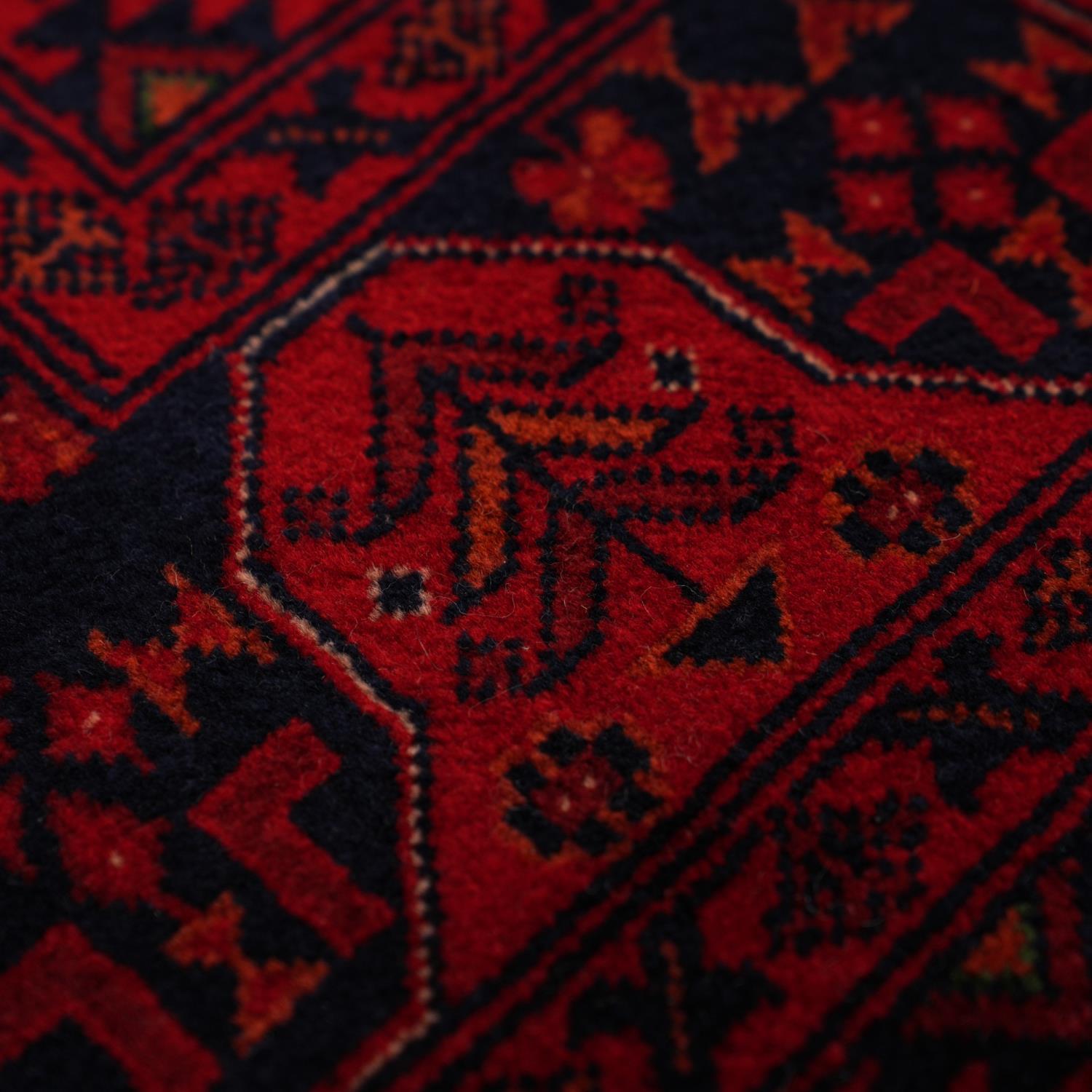 Handwoven Burgundy Afghan-Patterned Ethnic Wool Bilicik Rug