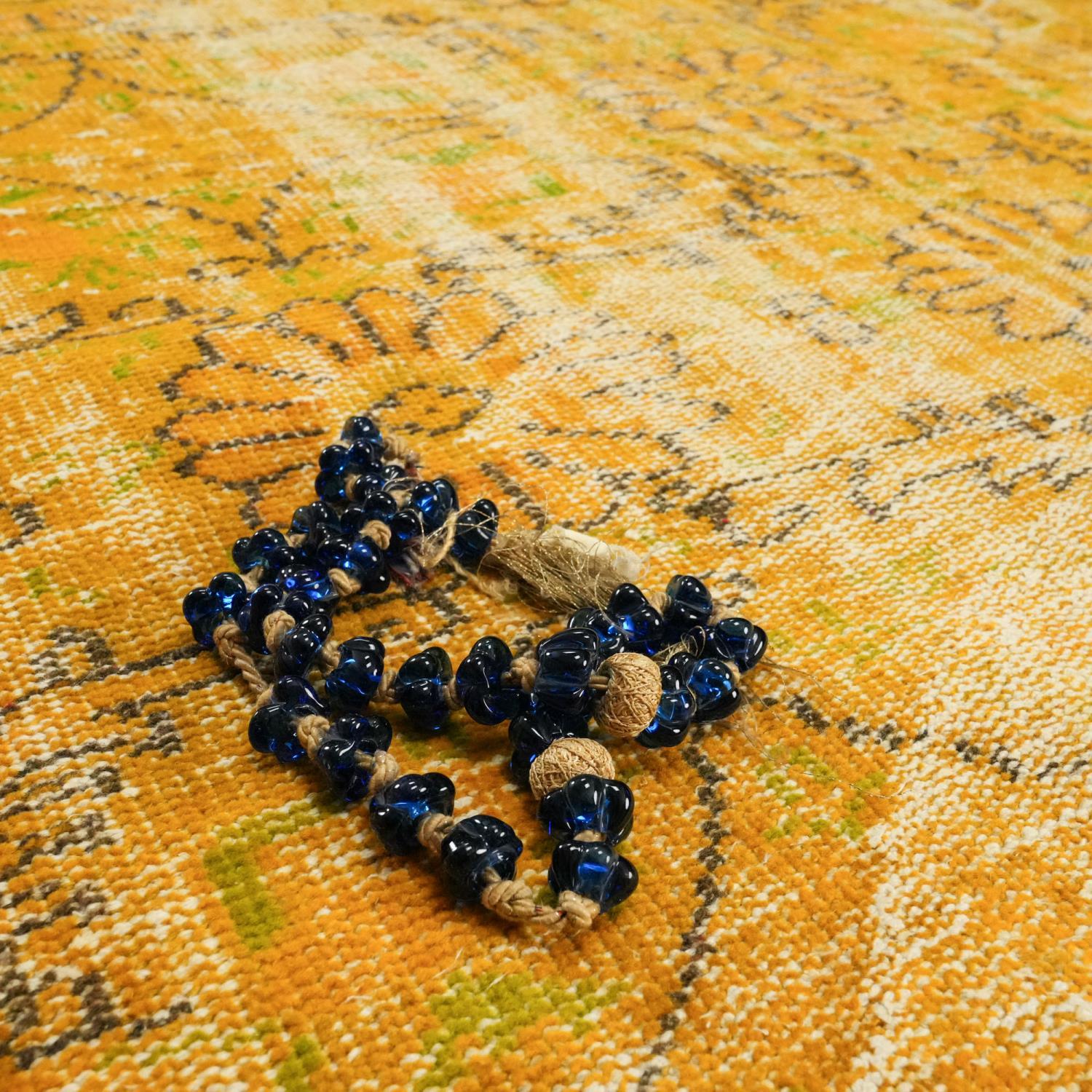 Hand Woven Yellow Vintage Patterned Carpet