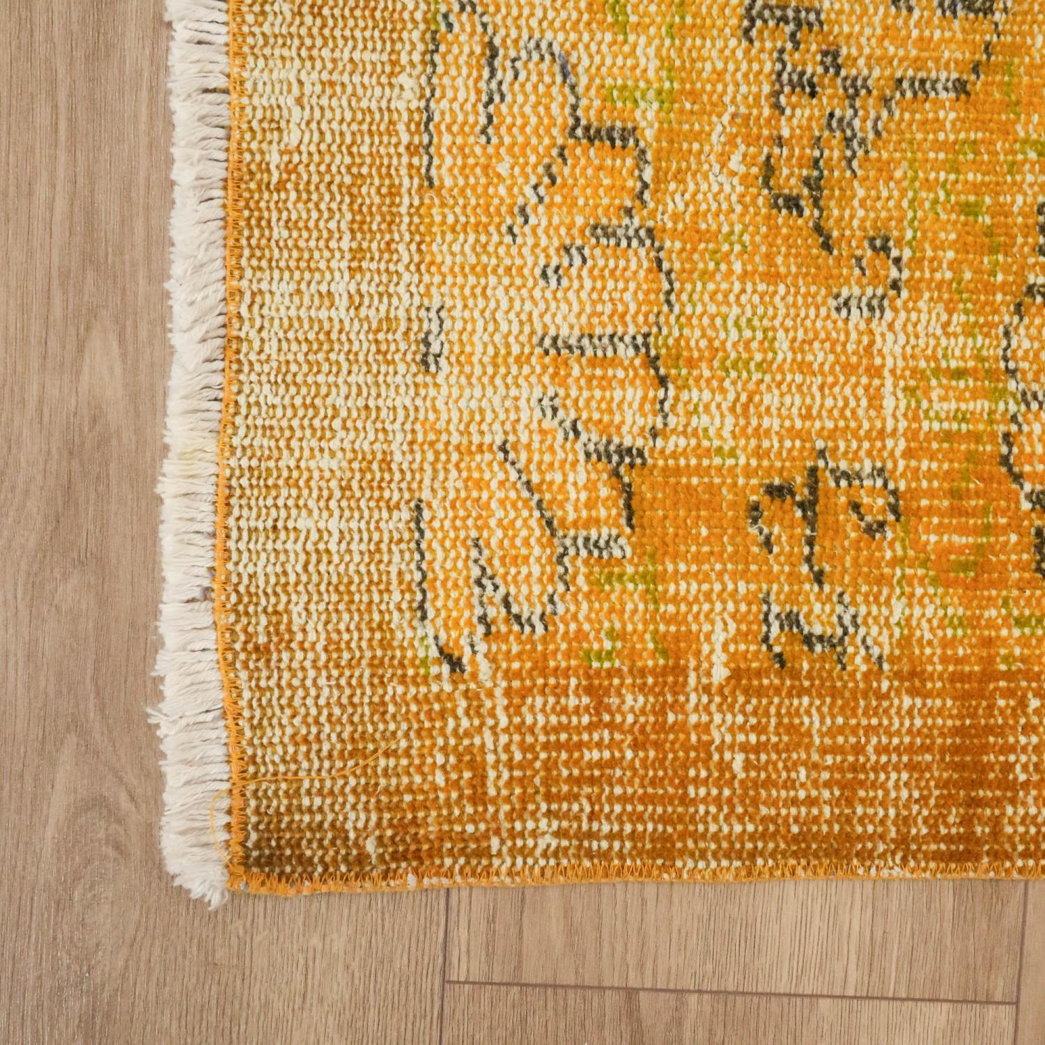 Hand Woven Yellow Vintage Patterned Carpet