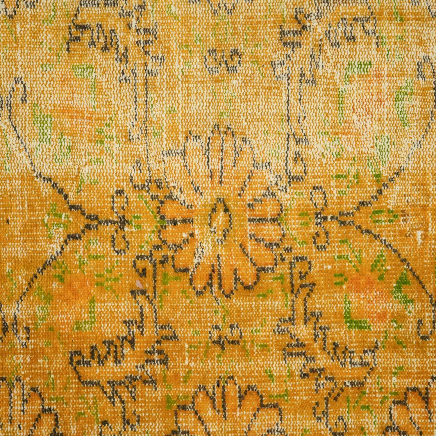 Hand Woven Yellow Vintage Patterned Carpet