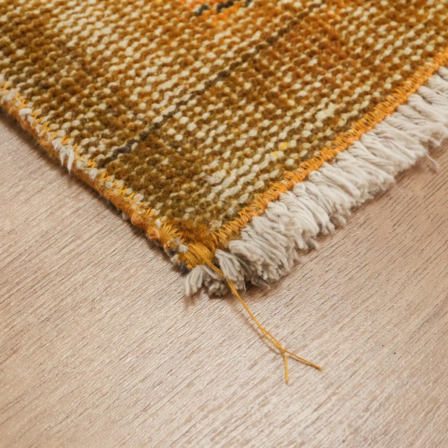 Hand Woven Yellow Vintage Patterned Carpet