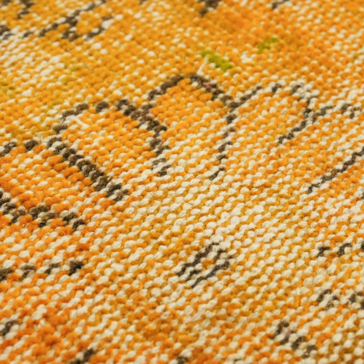 Hand Woven Yellow Vintage Patterned Carpet