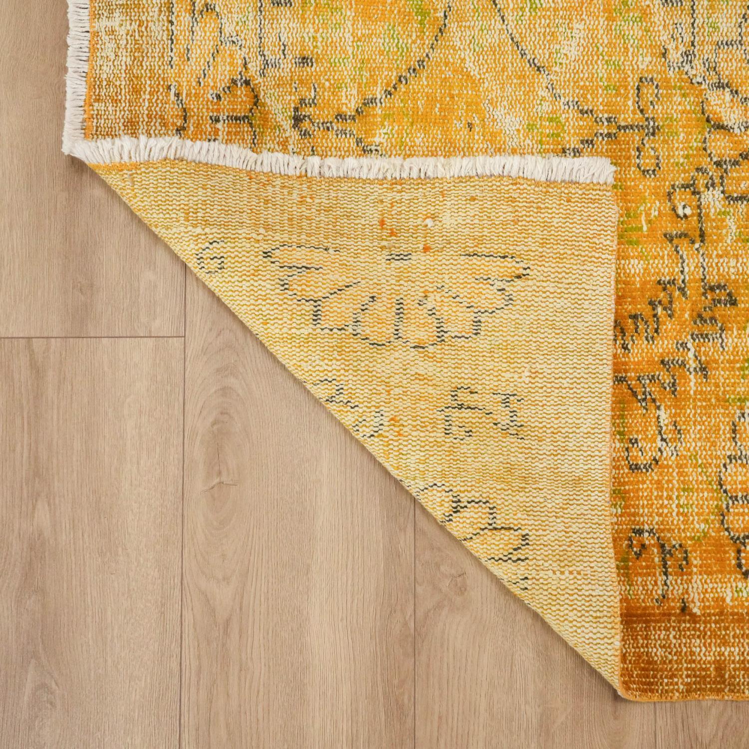 Hand Woven Yellow Vintage Patterned Carpet