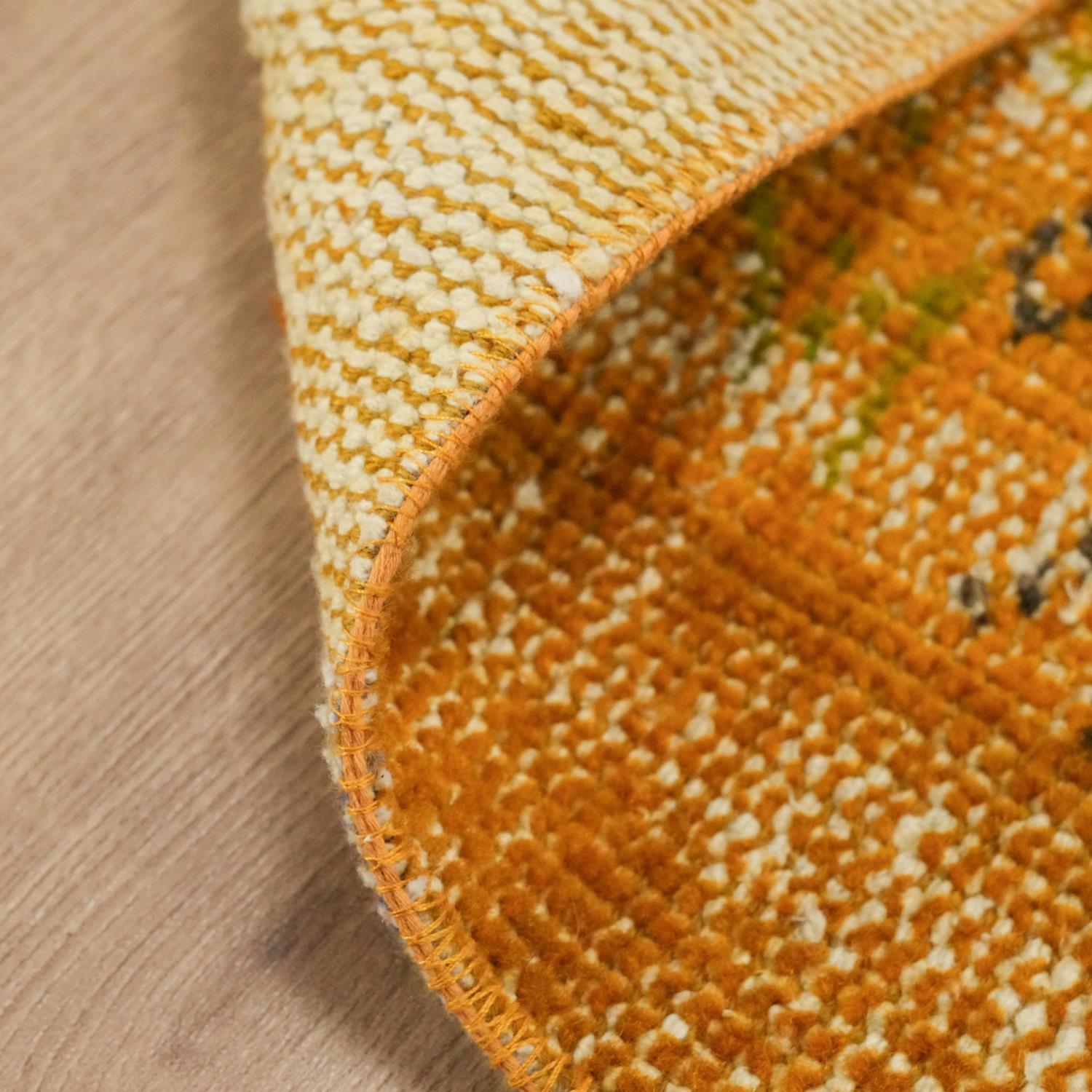 Hand Woven Yellow Vintage Patterned Carpet