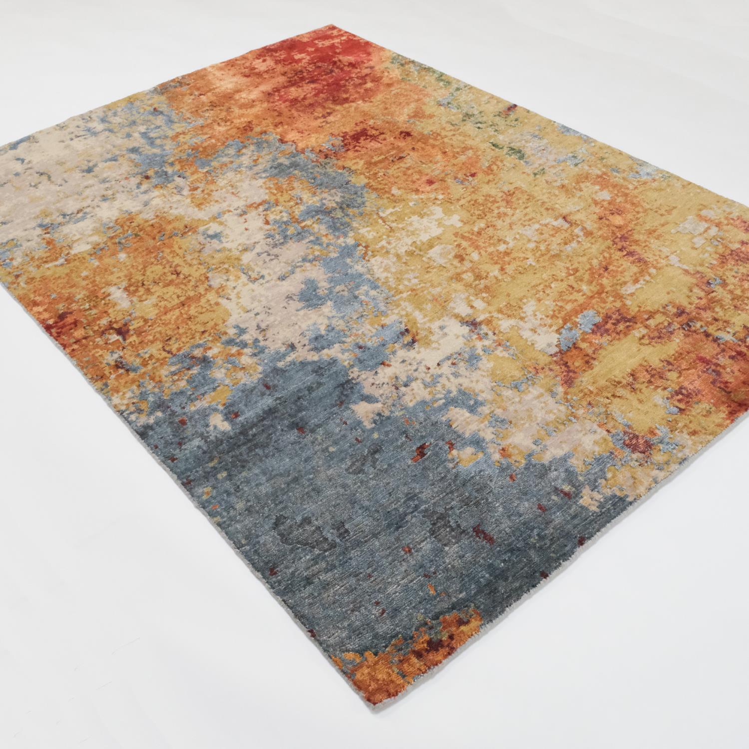 Maison Serisi Soyut Desenli El Dokuma Yün Viskon iplikli Modern Halı