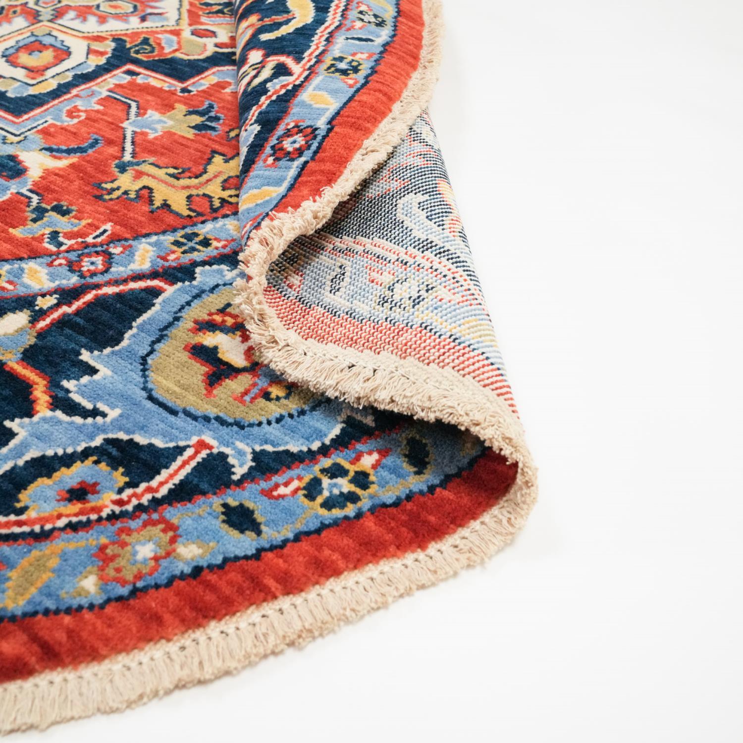 Tempus Series Anatolian Pattern Red Wool Round Loom-Woven Rug