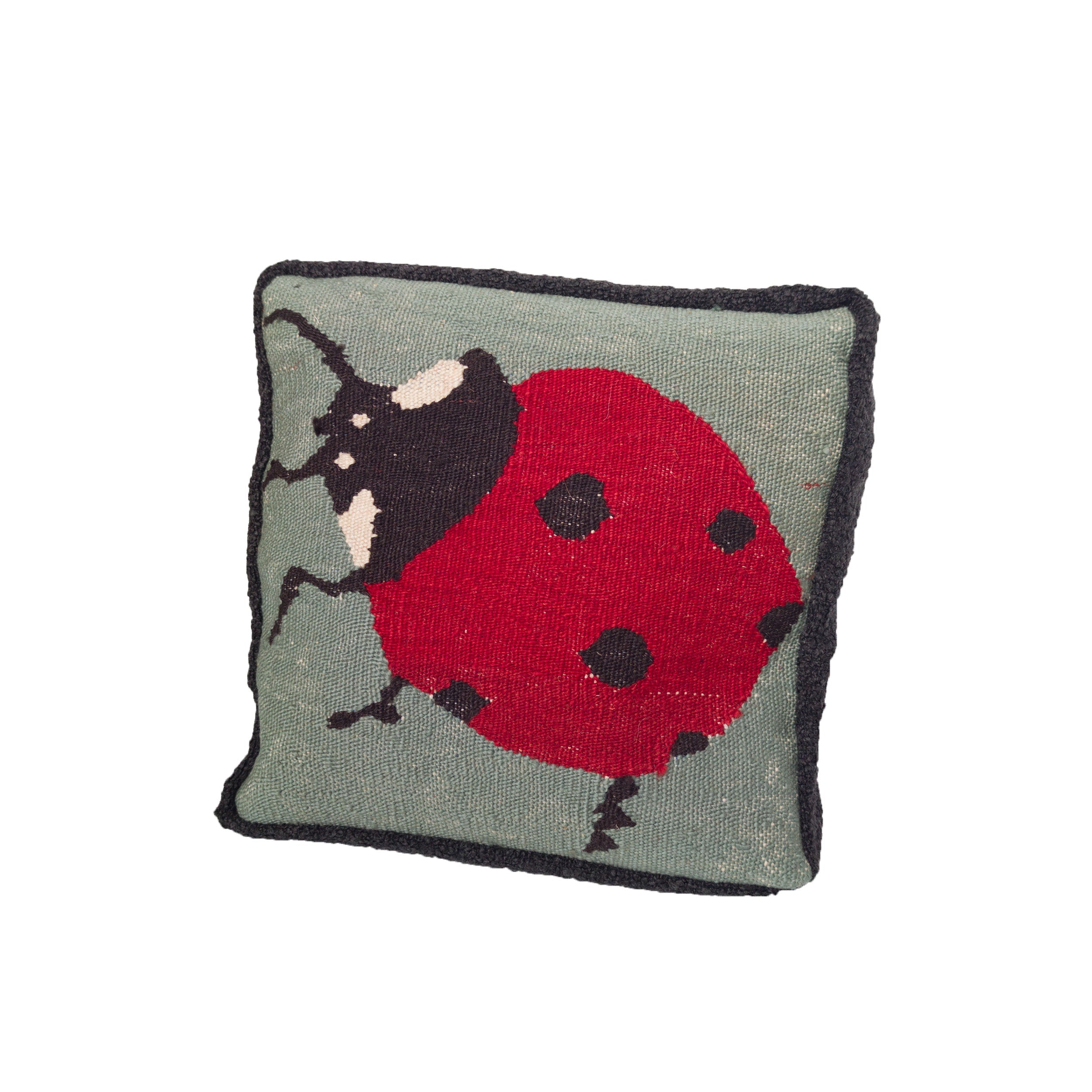Studio Potato Ladybug Hand-Woven Wool Throw Pillow
