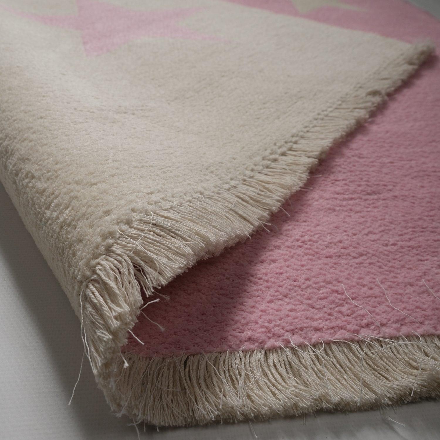 Eco Carpet Mia Cotton Plain Patterned Baby / Kids Room Machine Woven Carpet