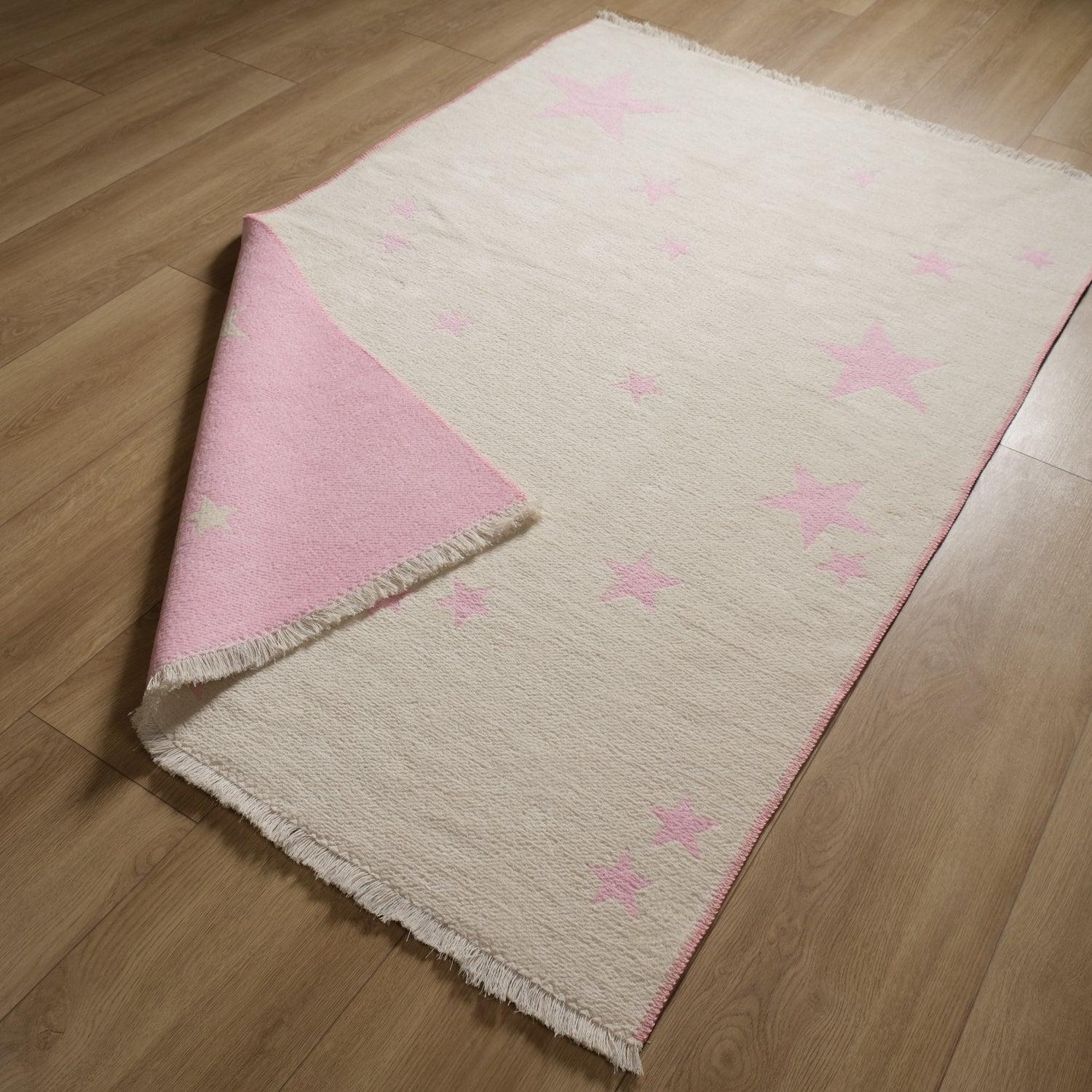 Eco Carpet Mia Cotton Plain Patterned Baby / Kids Room Machine Woven Carpet