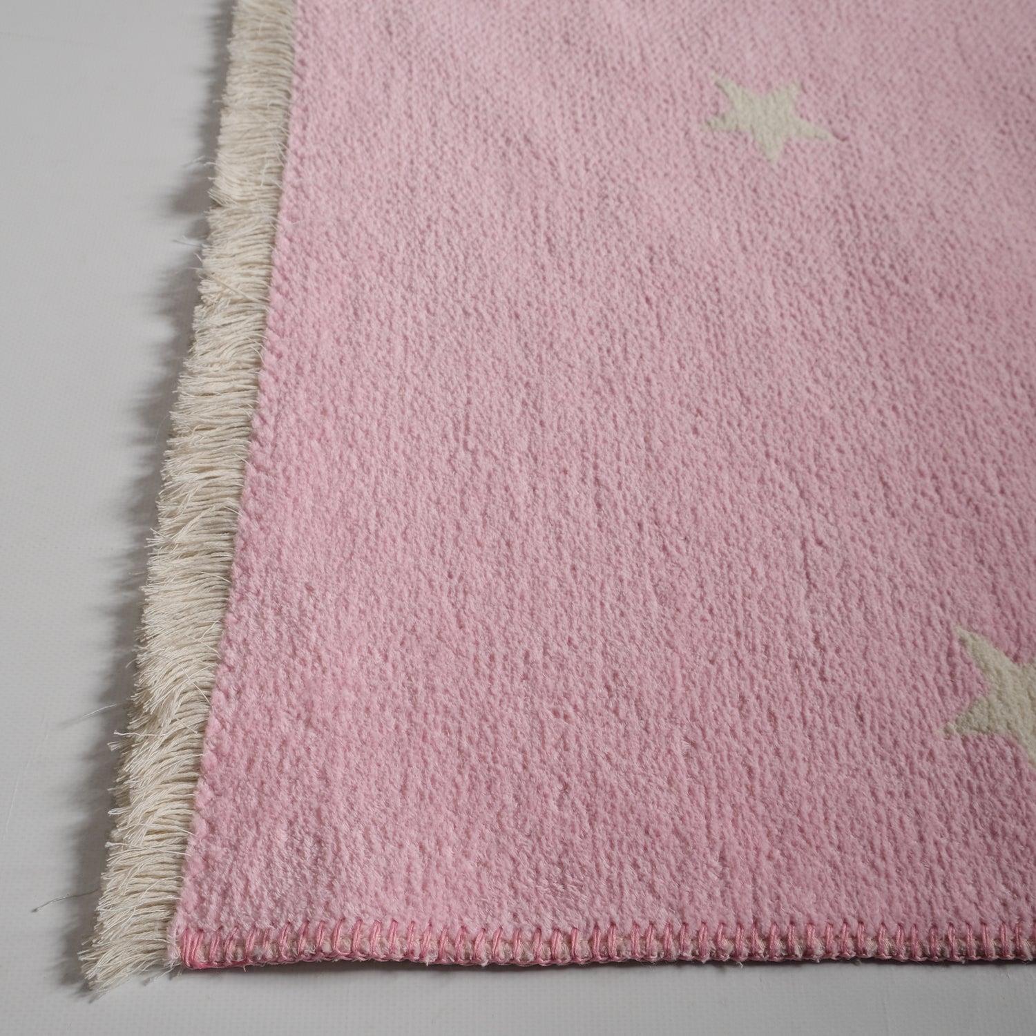 Eco Carpet Mia Cotton Plain Patterned Baby / Kids Room Machine Woven Carpet