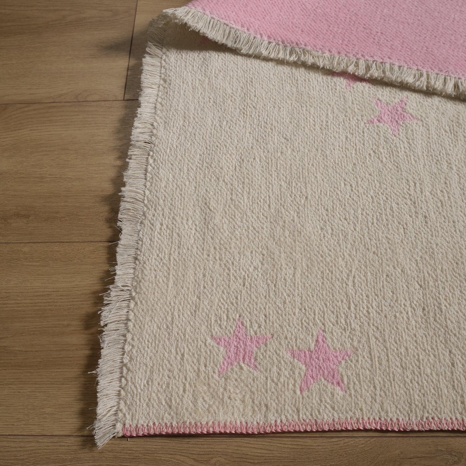 Eco Carpet Mia Cotton Plain Patterned Baby / Kids Room Machine Woven Carpet