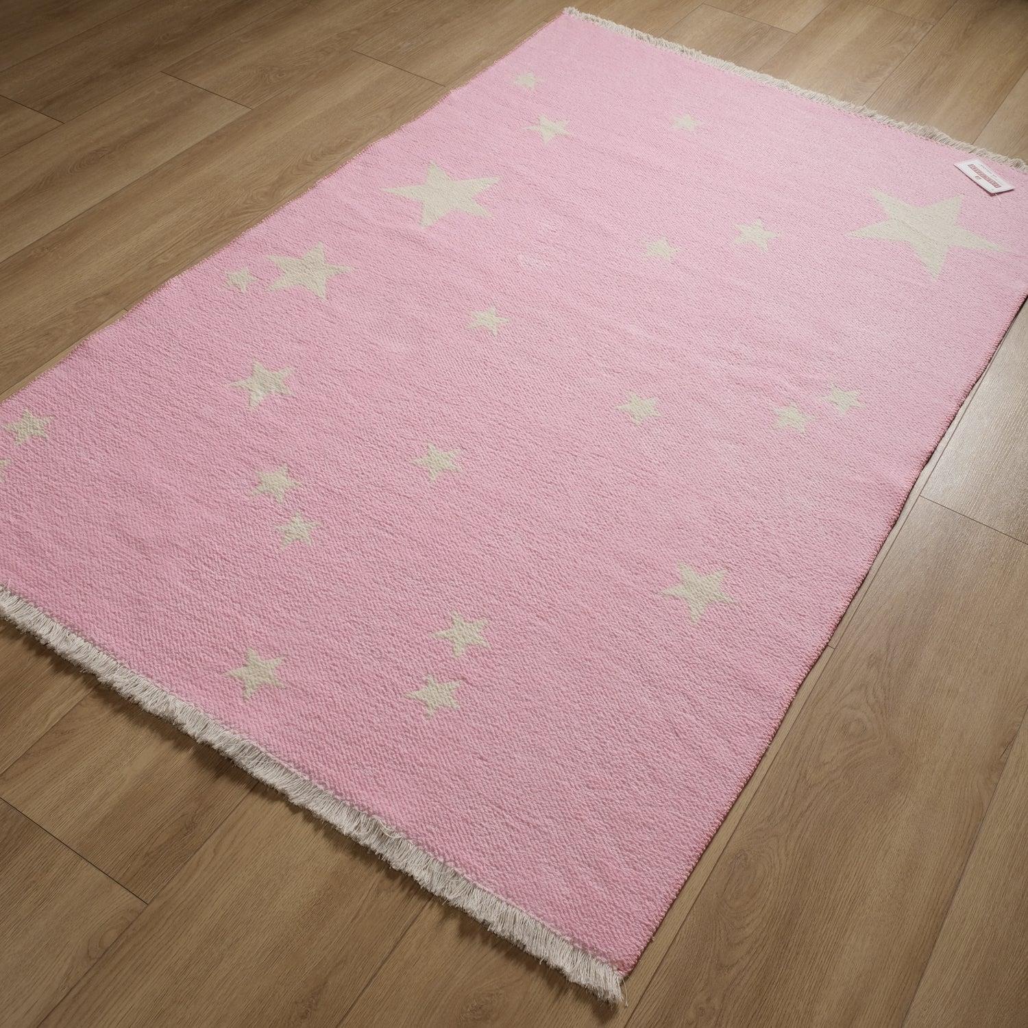 Eco Carpet Mia Cotton Plain Patterned Baby / Kids Room Machine Woven Carpet